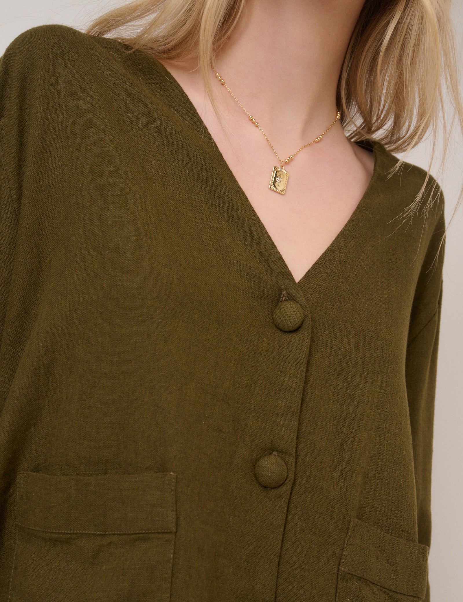 Green Linen-Blend Short Sleeve Shirt - Image 2
