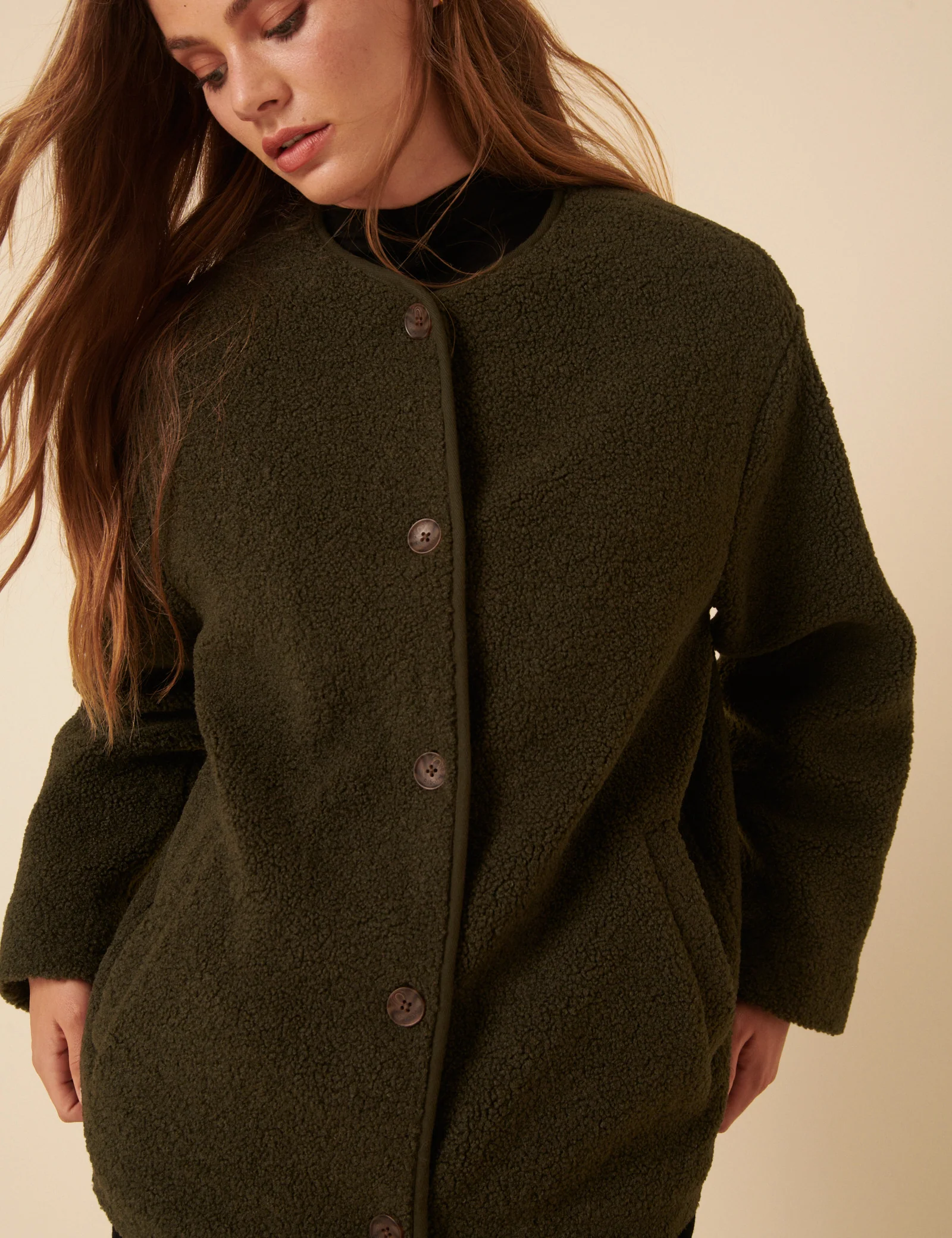 Green Long Sleeve Borg Jacket - Image 2