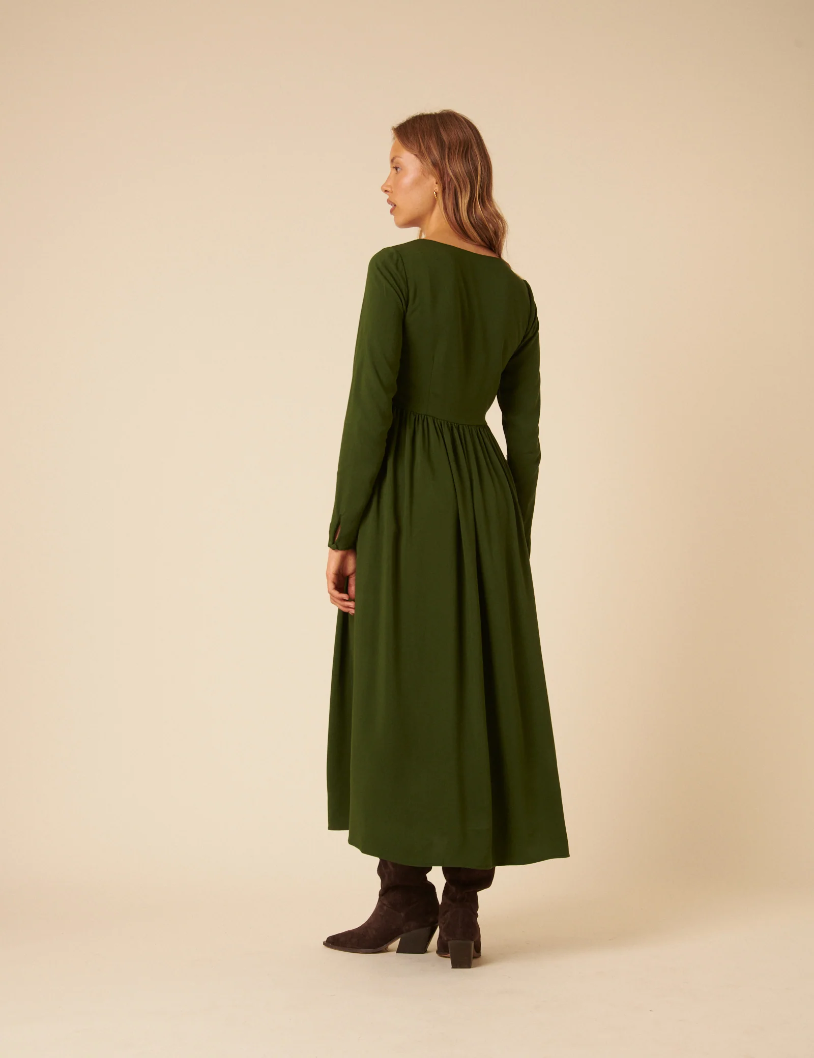 Green Long Sleeve Cora Midi Dress - Image 4