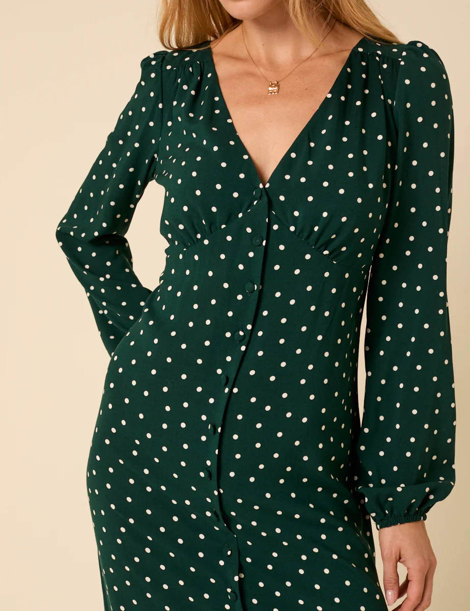 Green Polka Dot Kennedy Midi Dress - Image 3