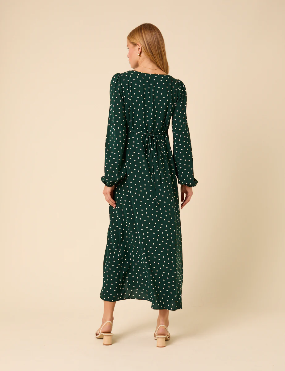 Green Polka Dot Kennedy Midi Dress - Image 5