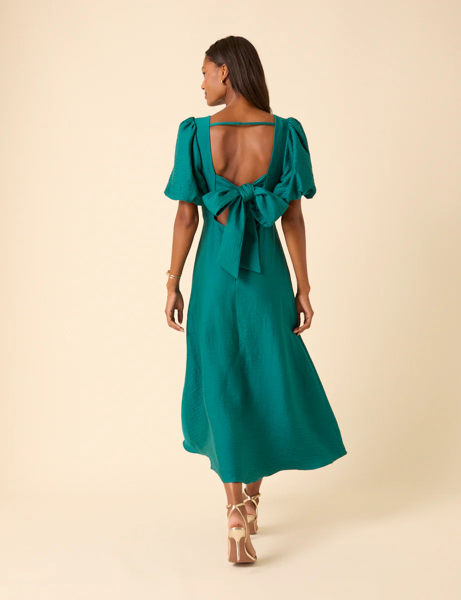 Green Puff Sleeve Zola Midi Dress - Image 5