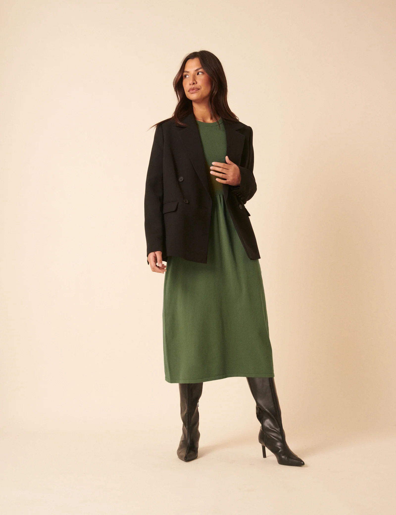 Green Sleeveless Knitted Midi Dress - Image 3