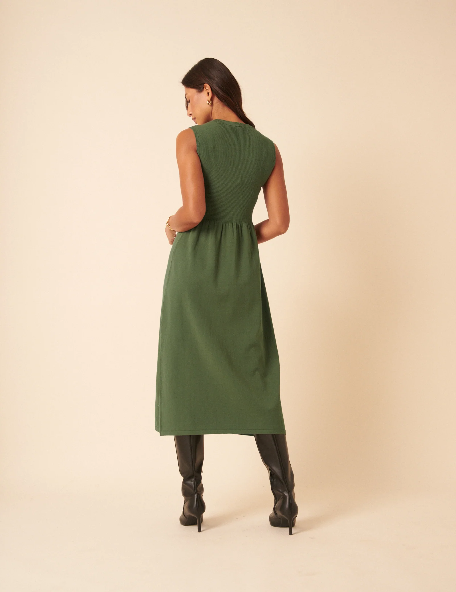Green Sleeveless Knitted Midi Dress - Image 5