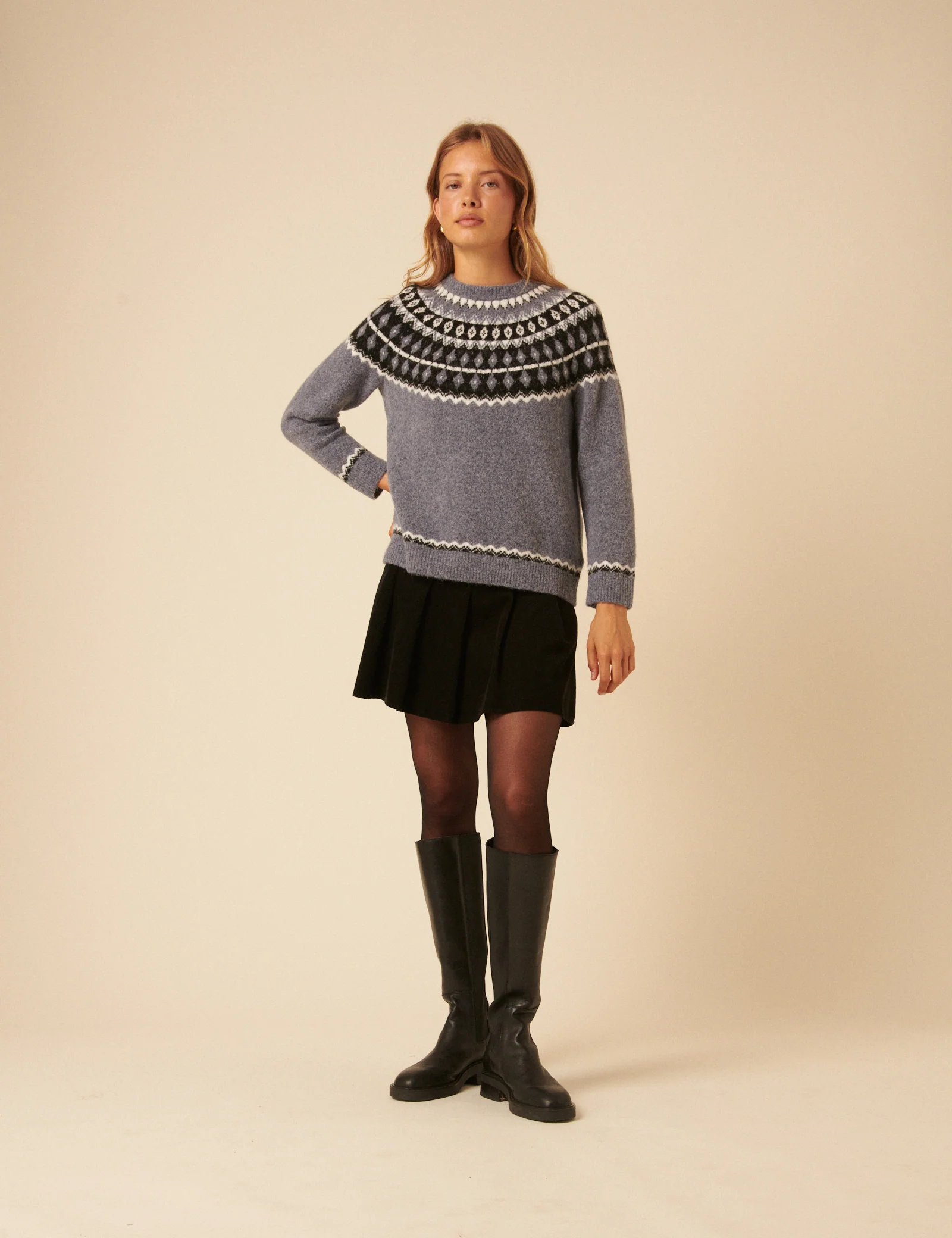 Blue Fair Isle Knitted Jumper - Image 3