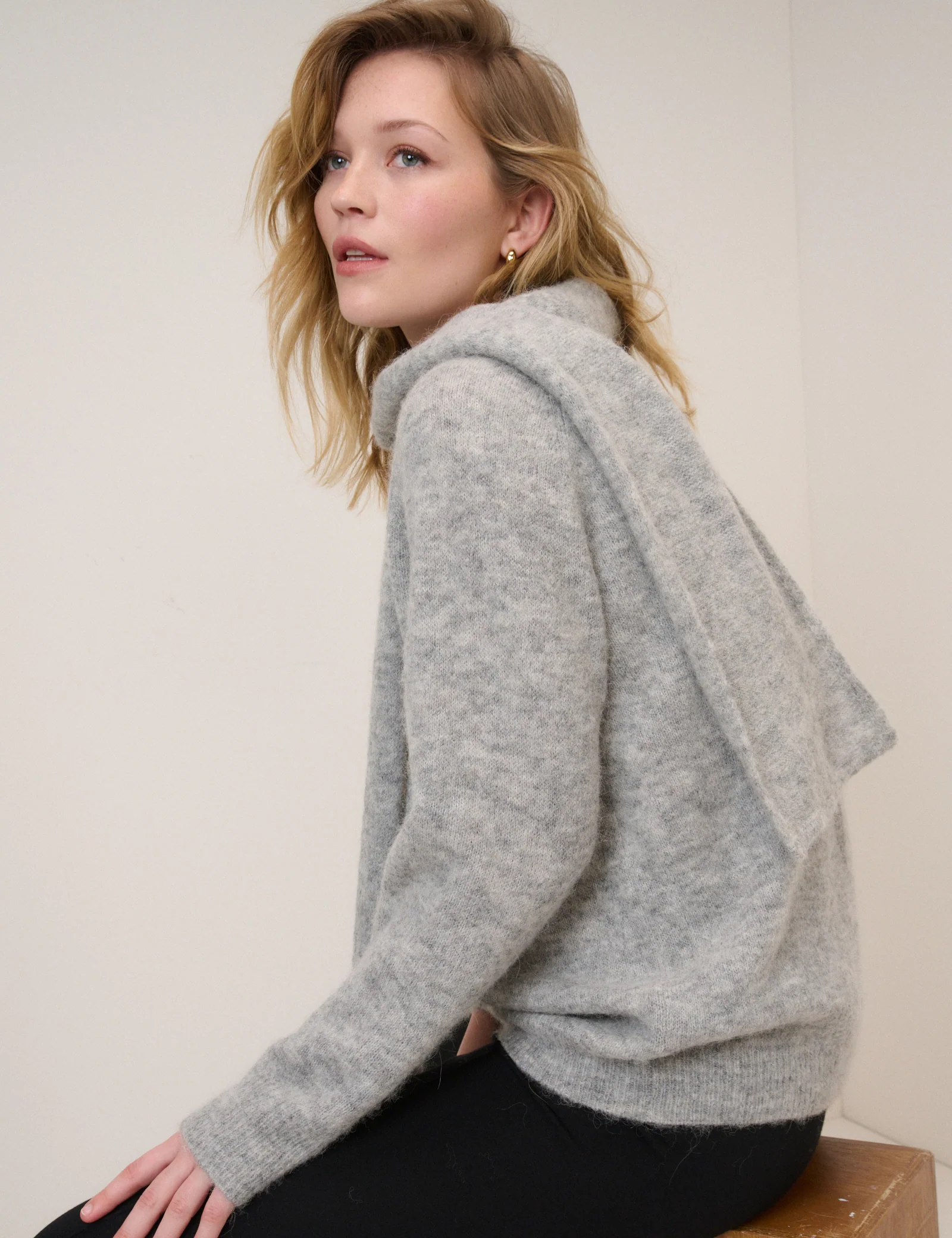 Grey Oversized Scarf Jumper - Image 2