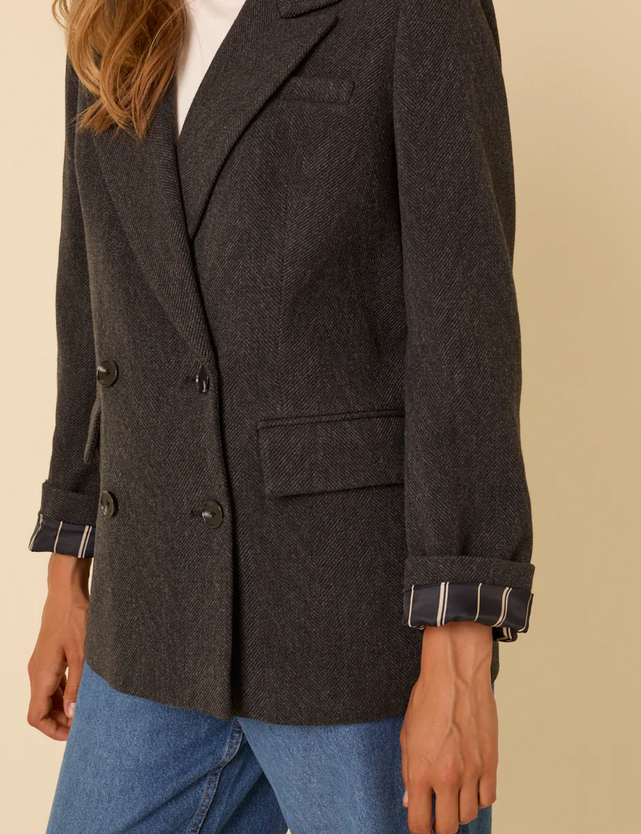 Grey Double Breasted Blazer - Image 3