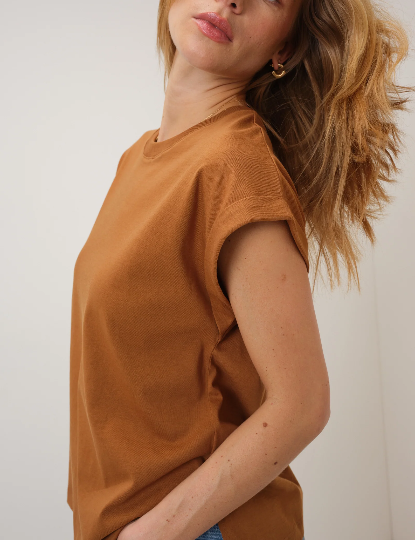 Camel Cap Sleeve T-Shirt - Image 3