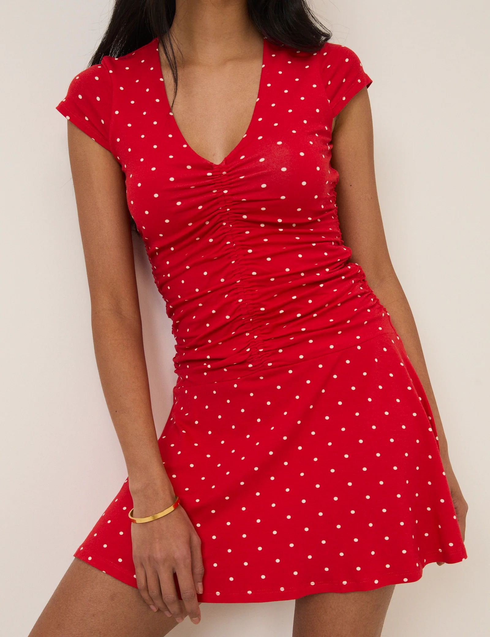 Red Polka Dot Harley Jersey Mini Dress - Image 2