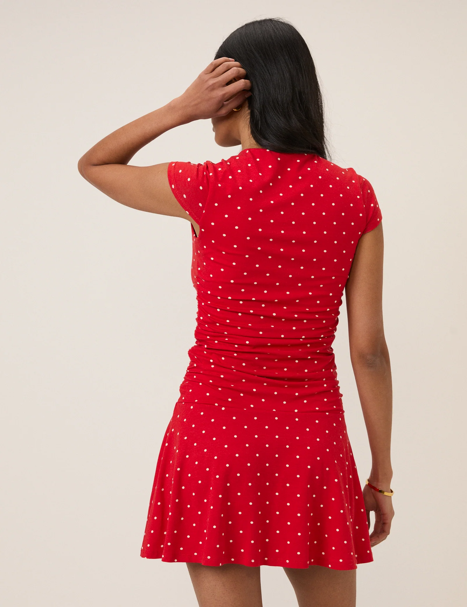 Red Polka Dot Harley Jersey Mini Dress - Image 5