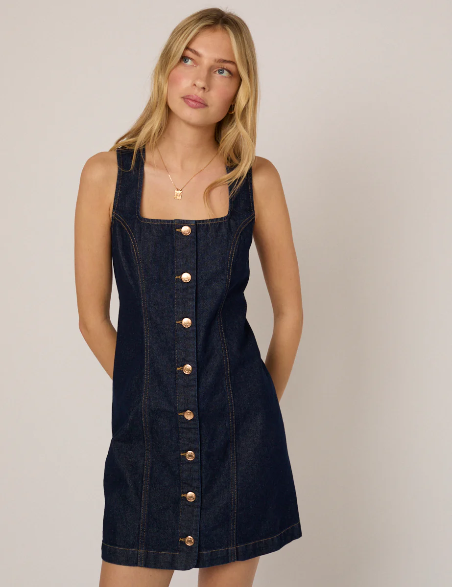 Dark Denim Harvey Fitted Mini Dress - Image 3