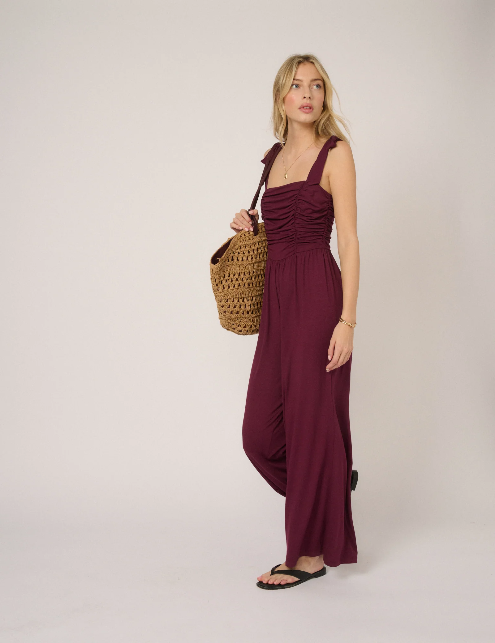 Purple Square Neck Hattie Jersey Jumpsuit