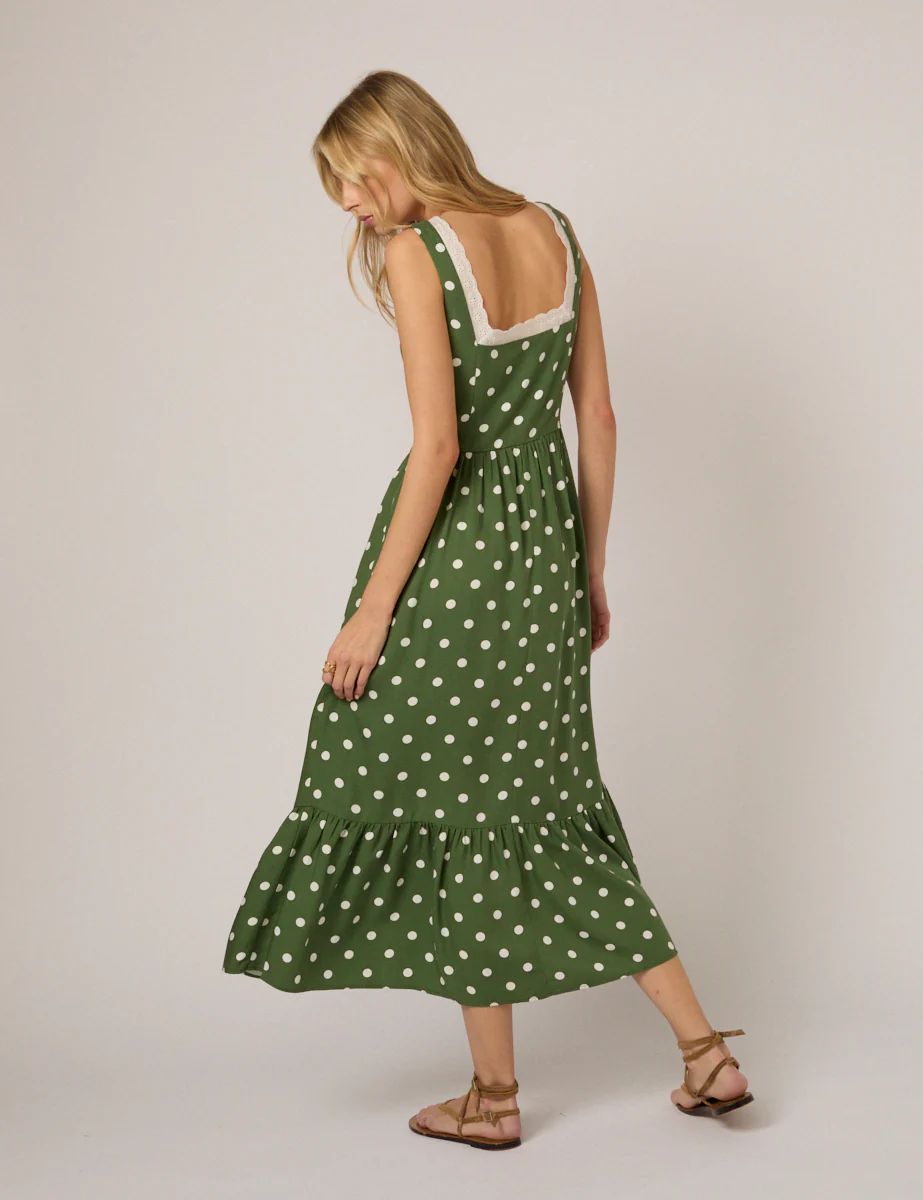 Green Polka Dot Heather Midi Dress - Image 5