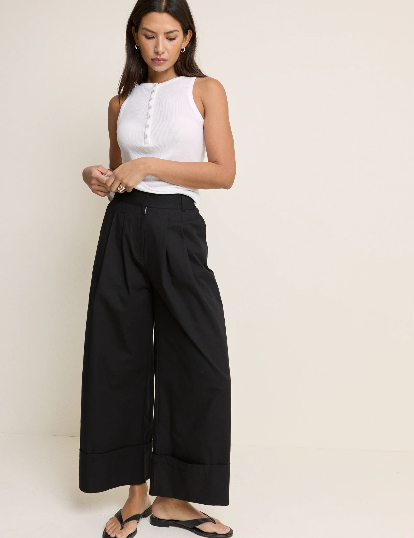 White Ribbed Modal Henley Vest - Image 4