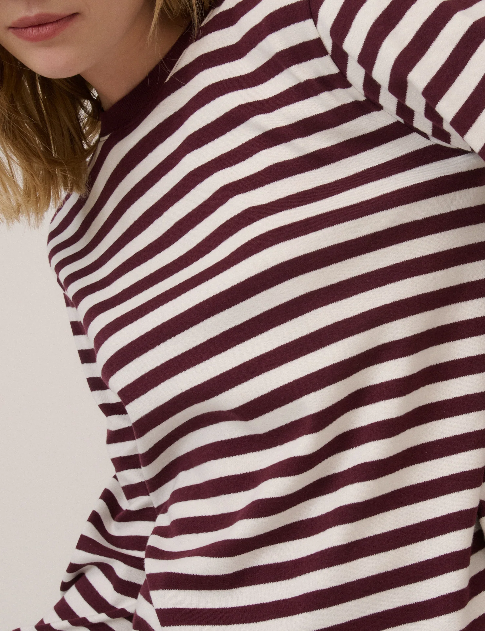 Burgundy Striped Long Sleeve T-Shirt - Image 3