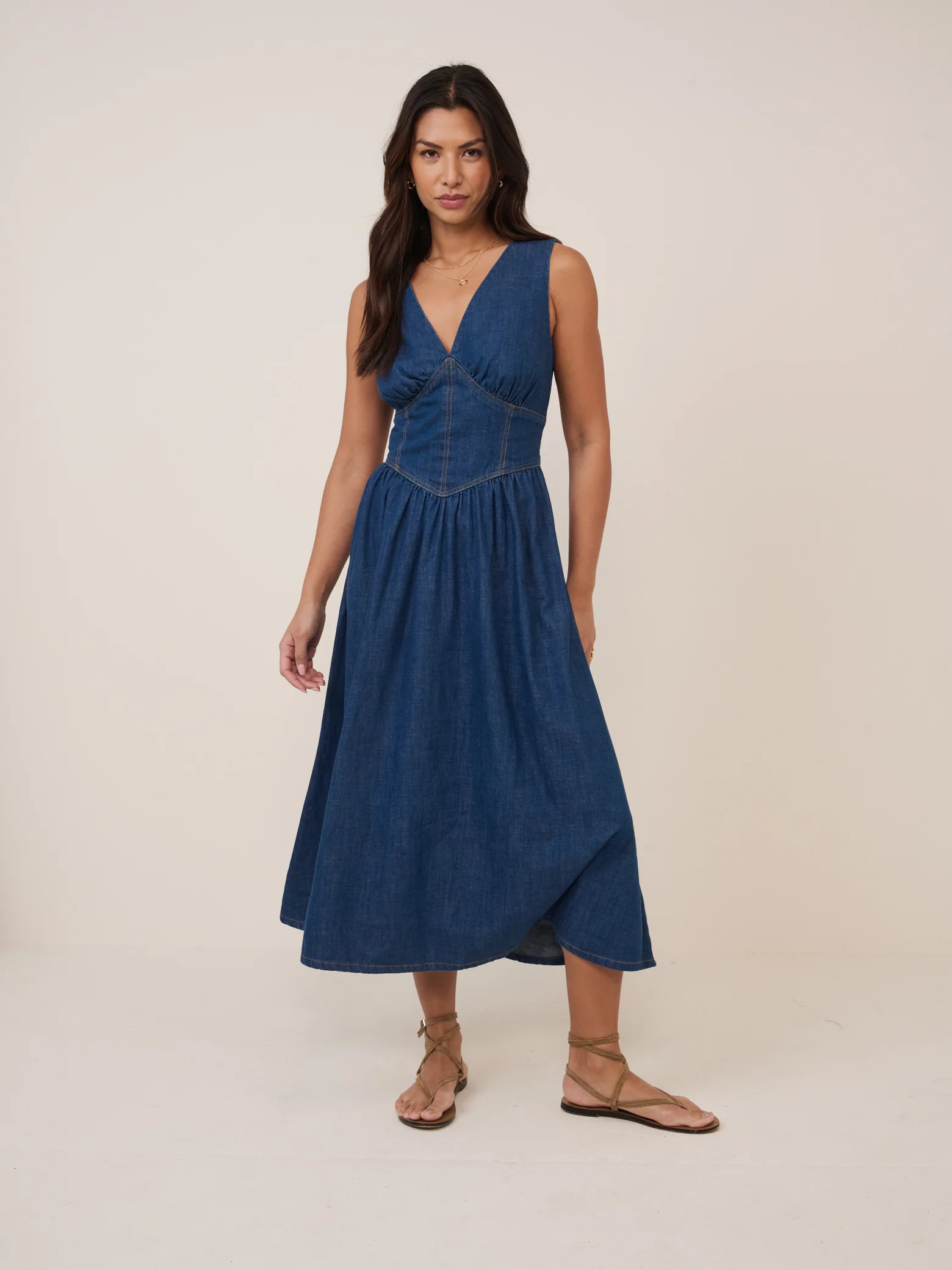 Mid-Wash Jackson Denim Midi Dress - Image 3