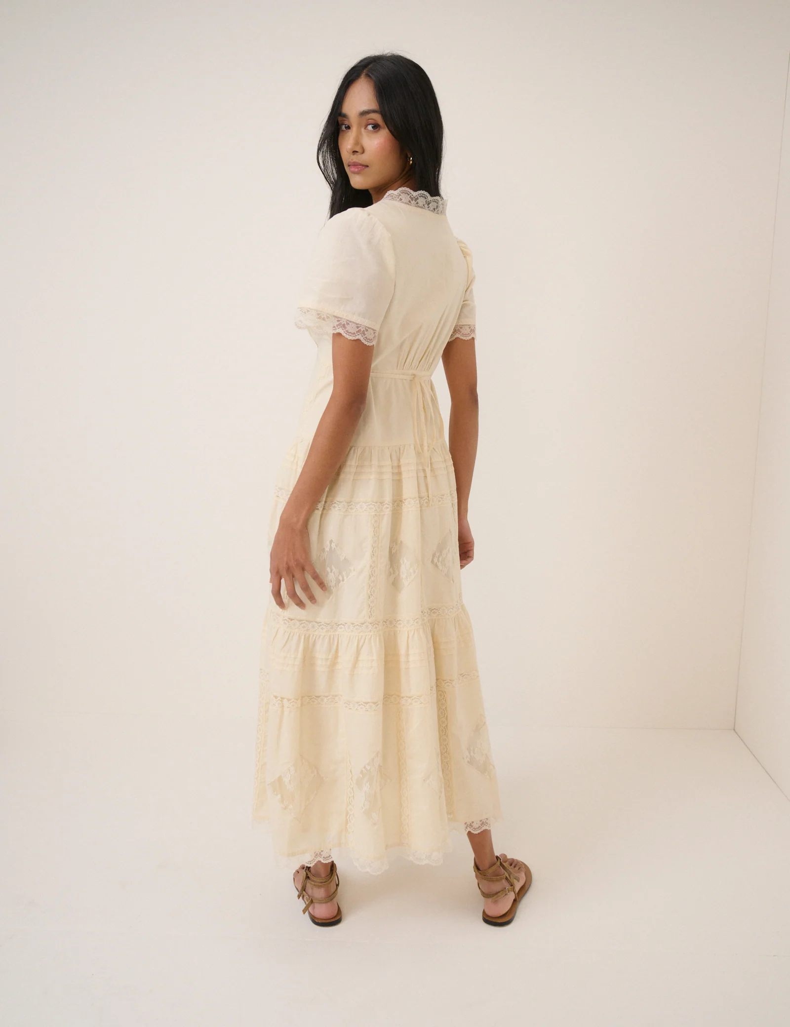 Cream Lace Trim Jasmine Midi Dress - Image 5