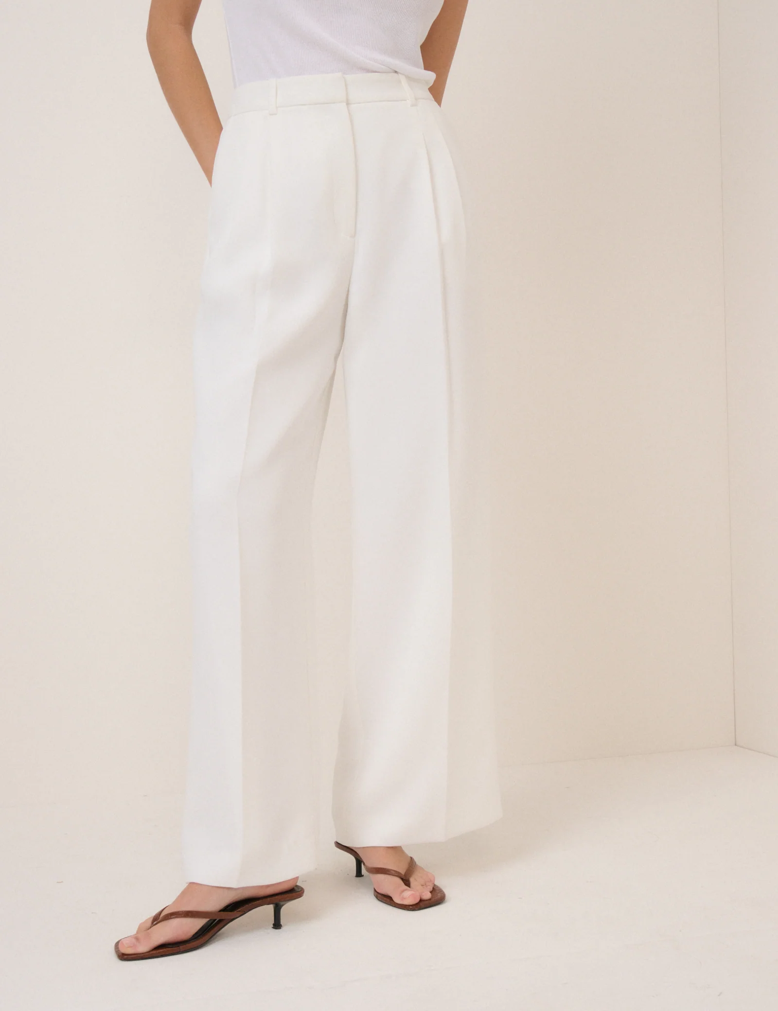 White Wide Leg Jax Crepe Trousers - Image 2