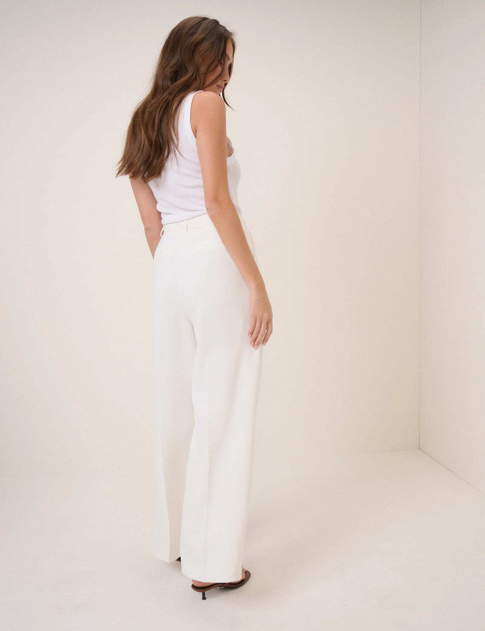 White Wide Leg Jax Crepe Trousers - Image 5