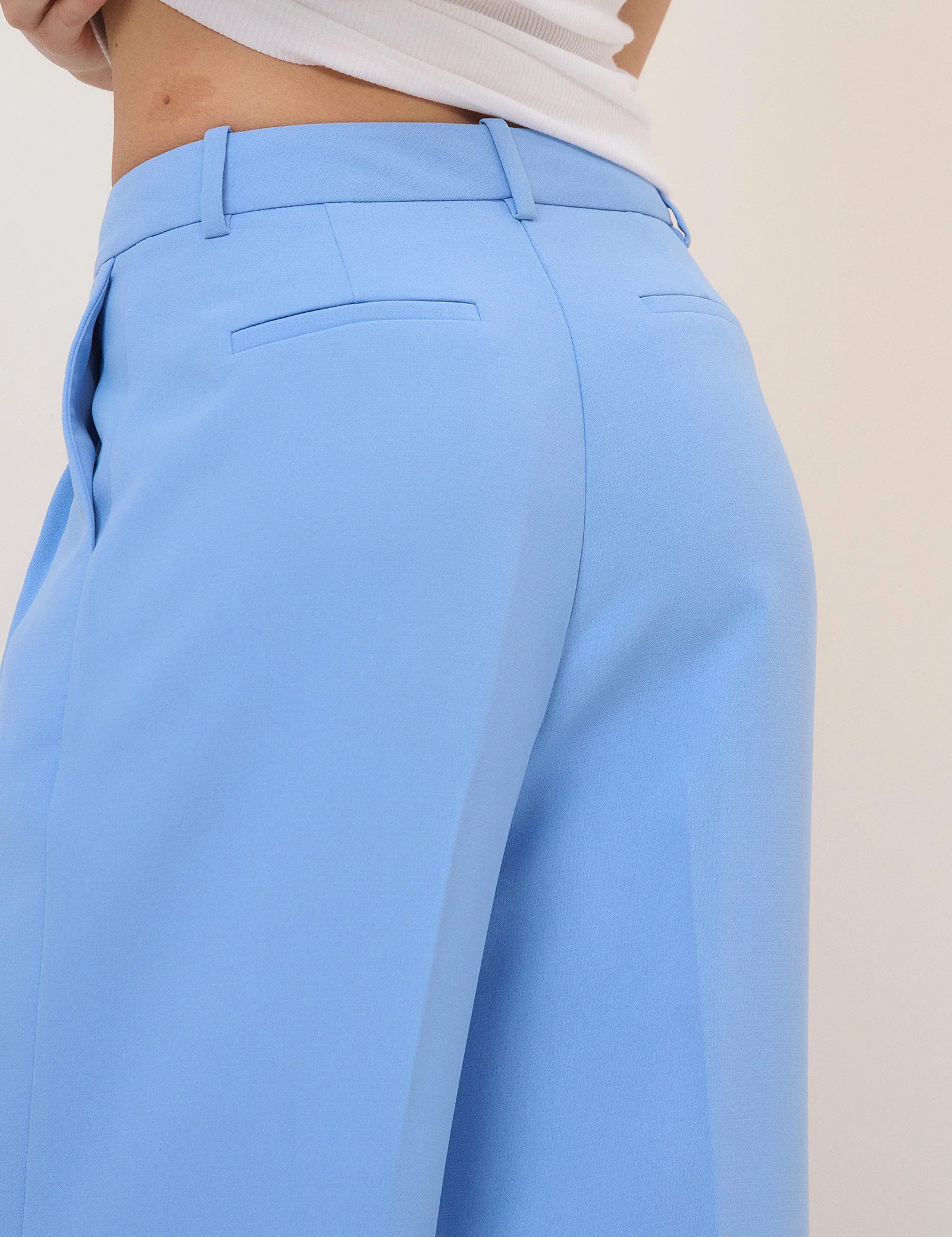 Blue Wide Leg Jax Crepe Trousers - Image 4