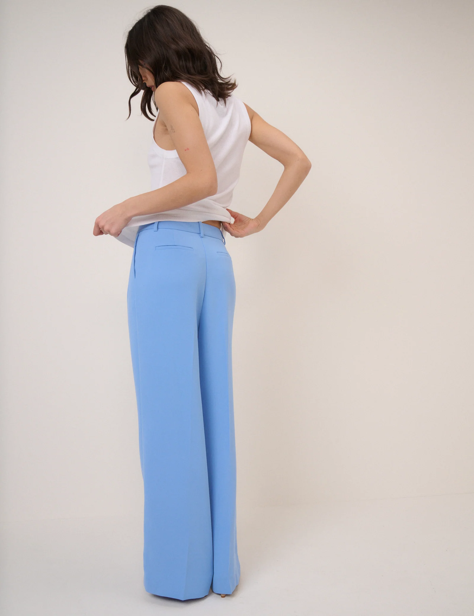 Blue Wide Leg Jax Crepe Trousers - Image 5