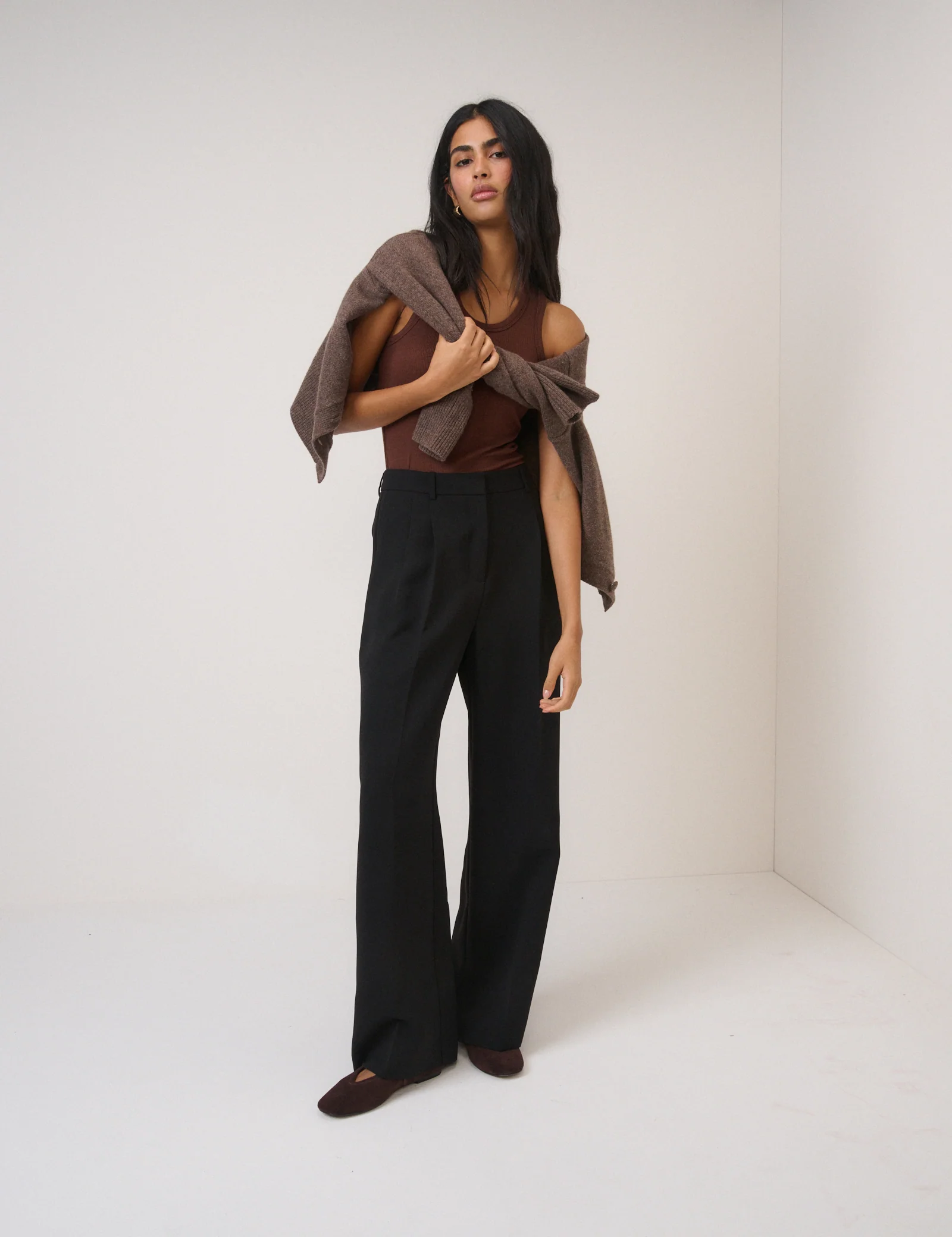Black Wide Leg Jax Crepe Trousers