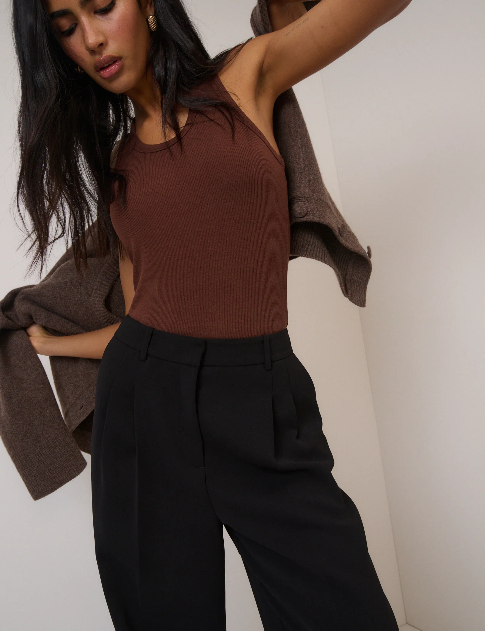 Black Wide Leg Jax Crepe Trousers - Image 2