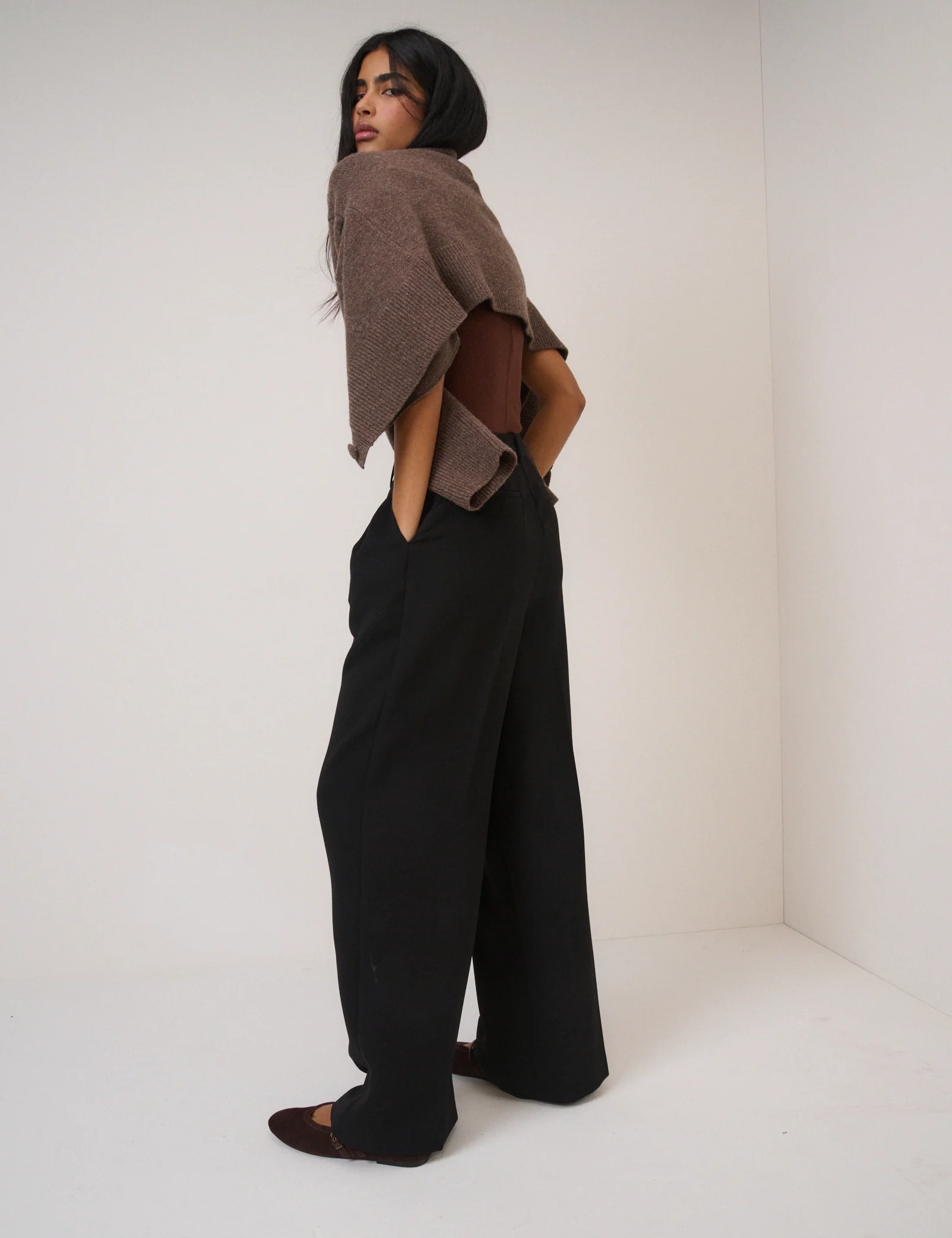 Black Wide Leg Jax Crepe Trousers - Image 5