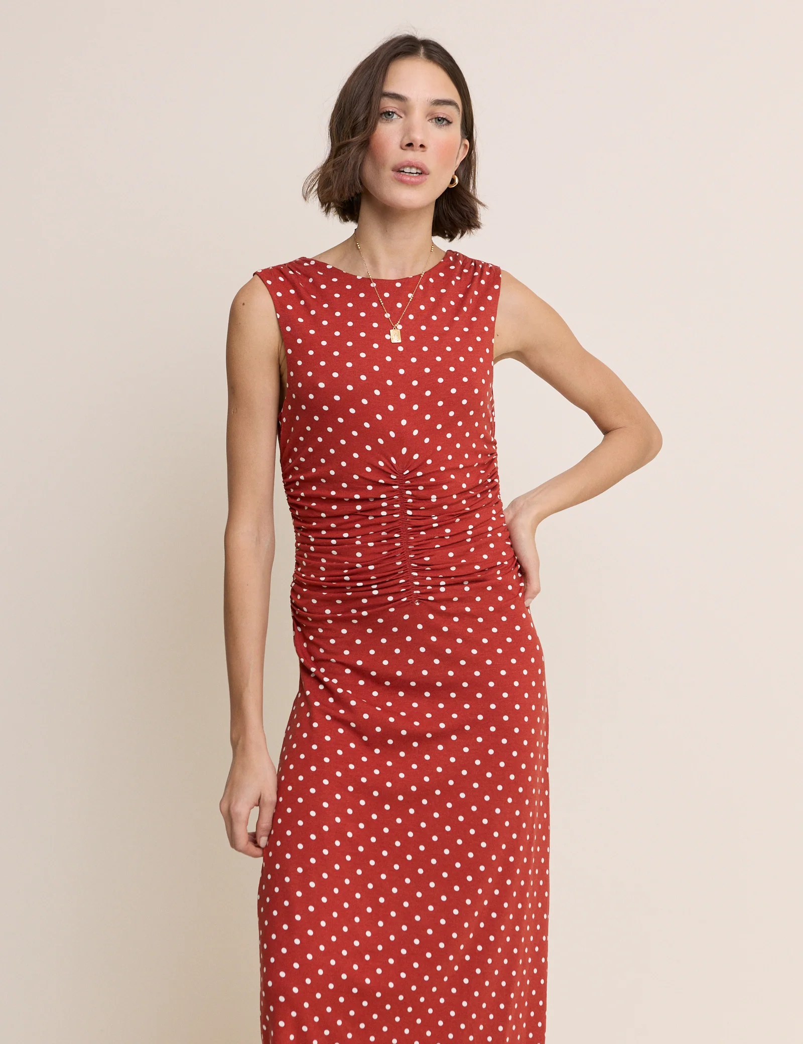 Red Polka Dot Jennifer Jersey Midi Dress - Image 2