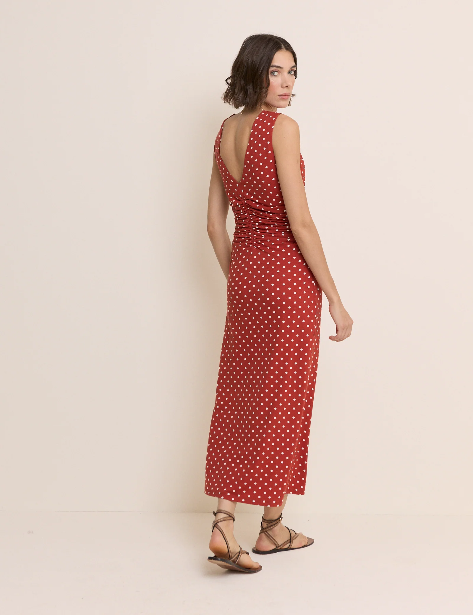 Red Polka Dot Jennifer Jersey Midi Dress - Image 4