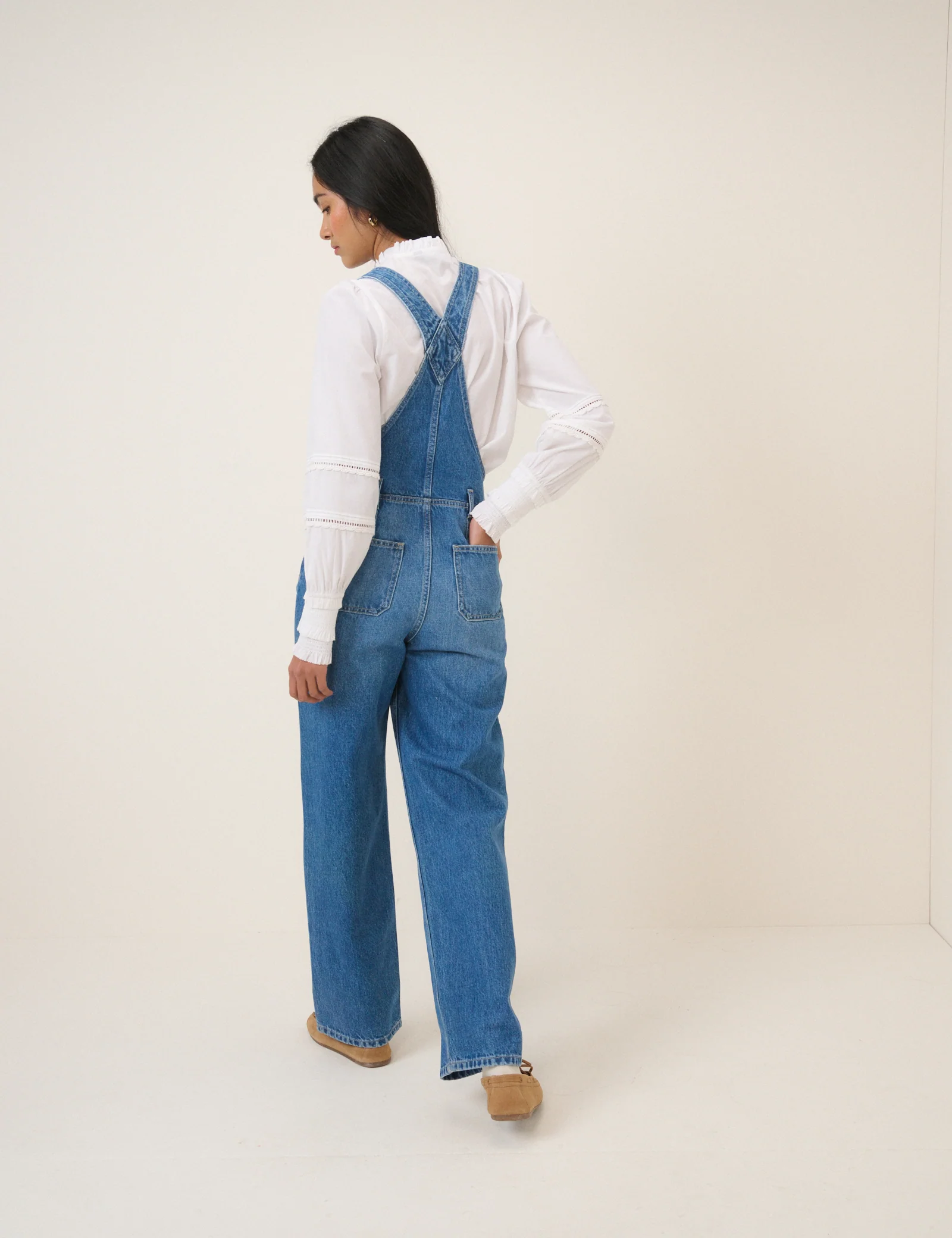 Mid Blue Denim Straight Leg Dungarees - Image 4