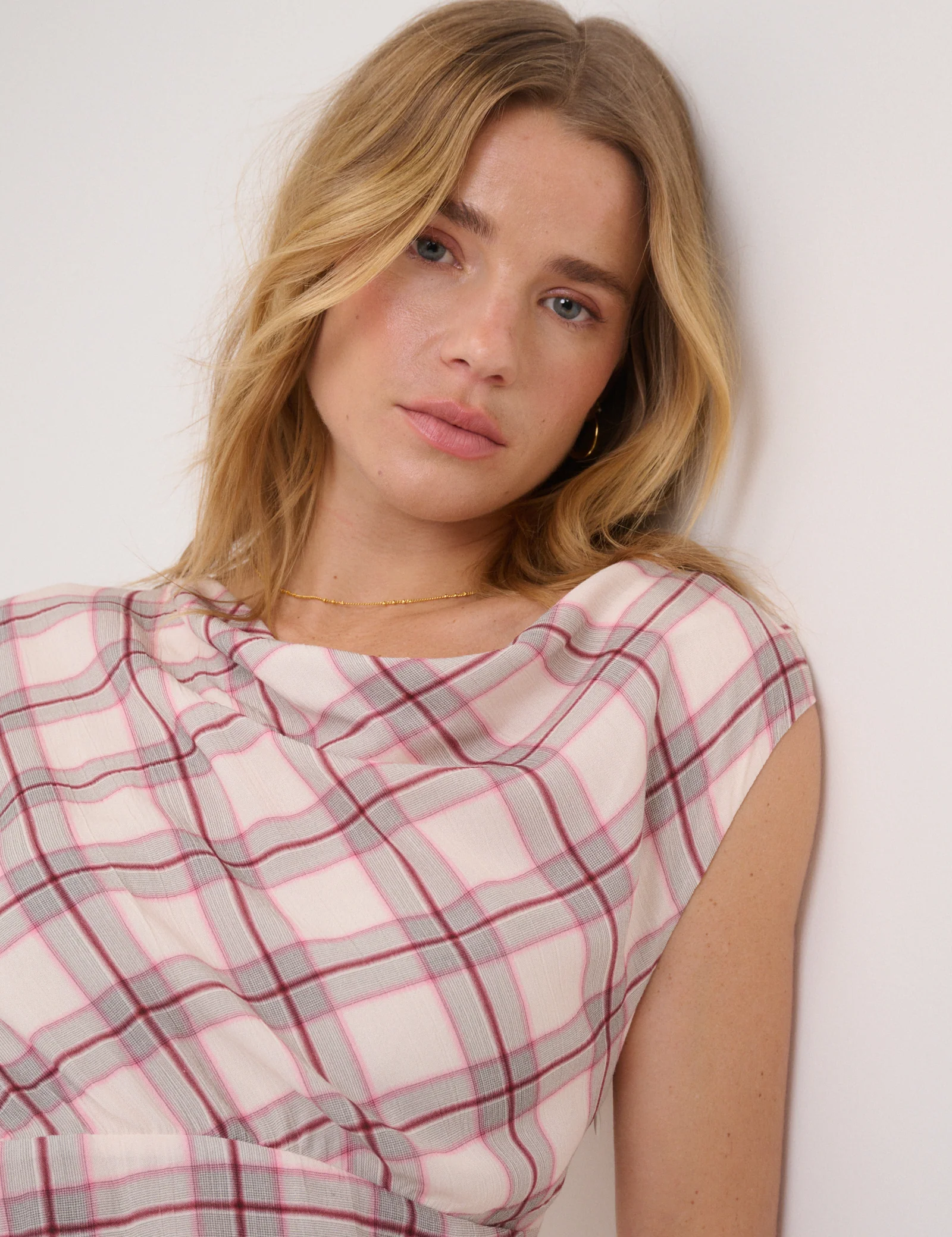 Pink Check Jessica Maxi Dress - Image 4
