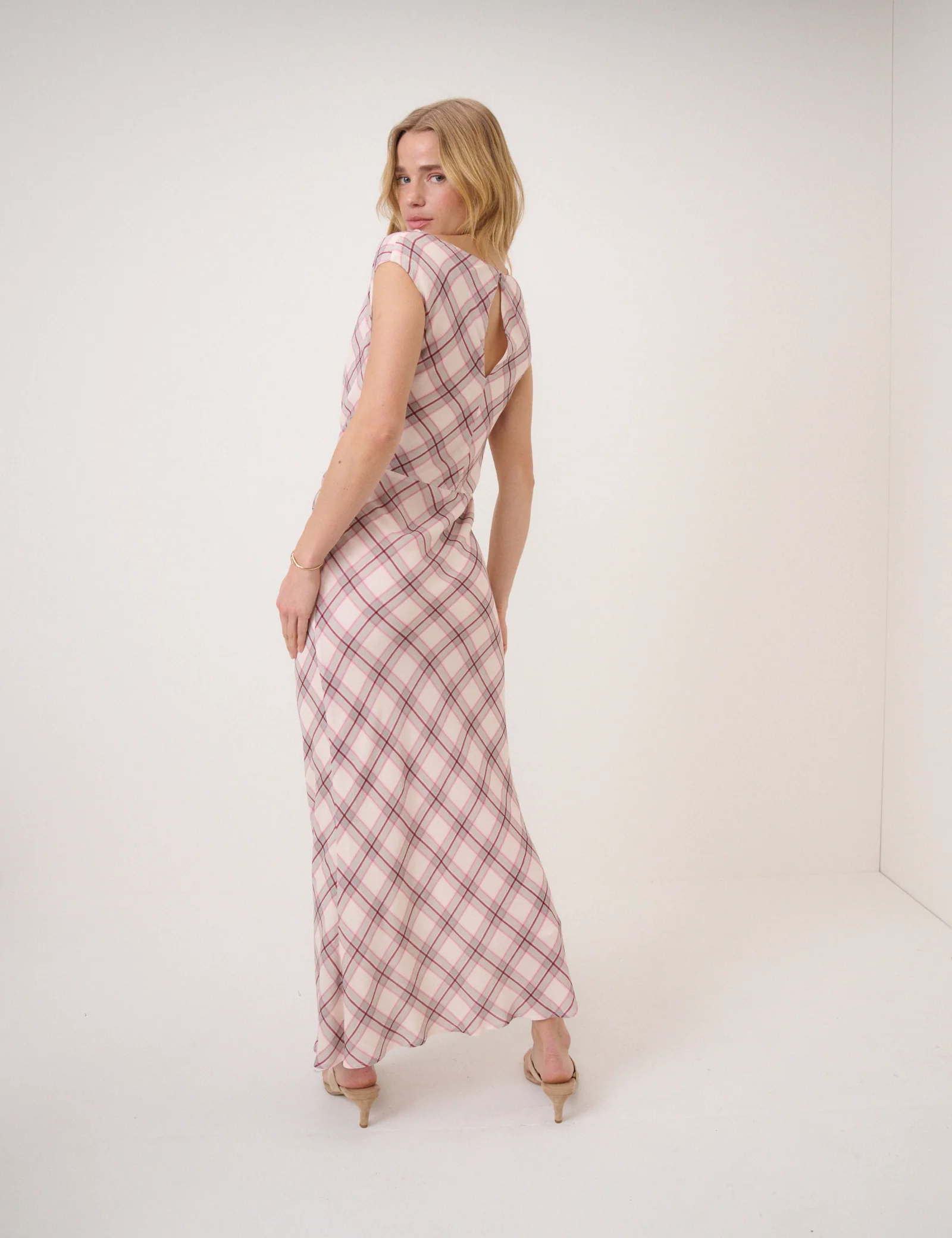 Pink Check Jessica Maxi Dress - Image 5