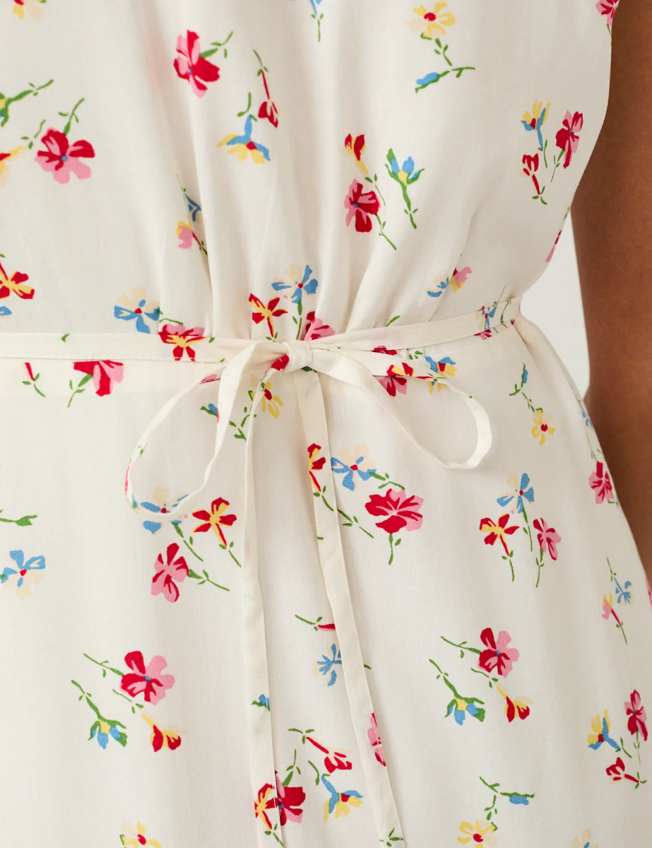 White Floral Lace Trim Kacey Midi Dress - Image 3
