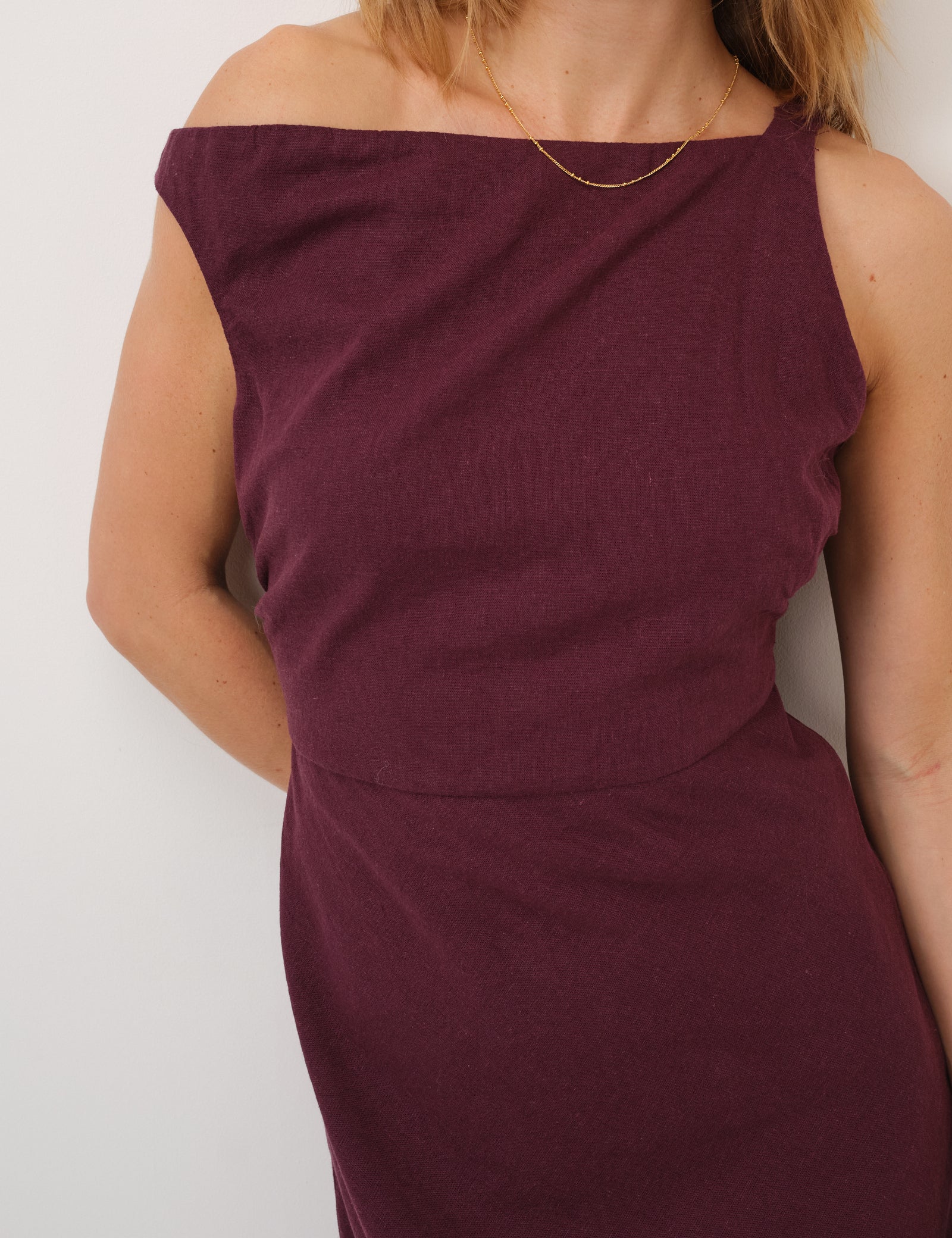Plum Linen-Blend Kalani Midi Dress - Image 2