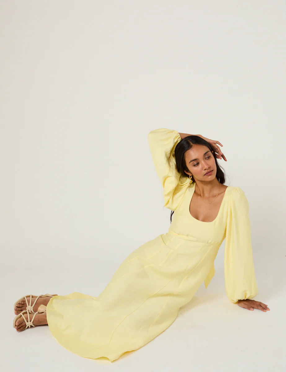 Butter Yellow Bow Keyaa Midi Dress - Image 4
