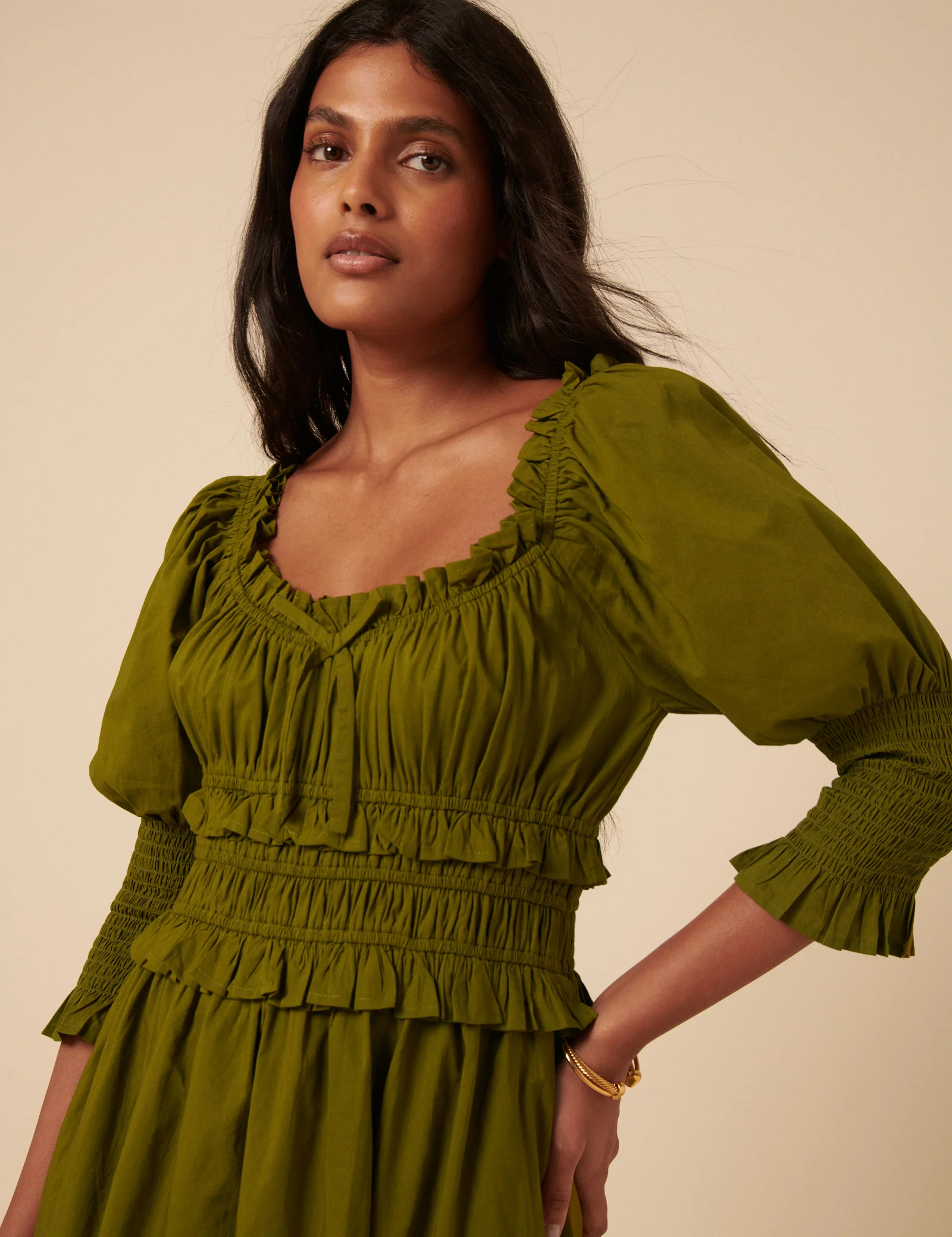 Khaki Ariel Midi Dress - Image 3