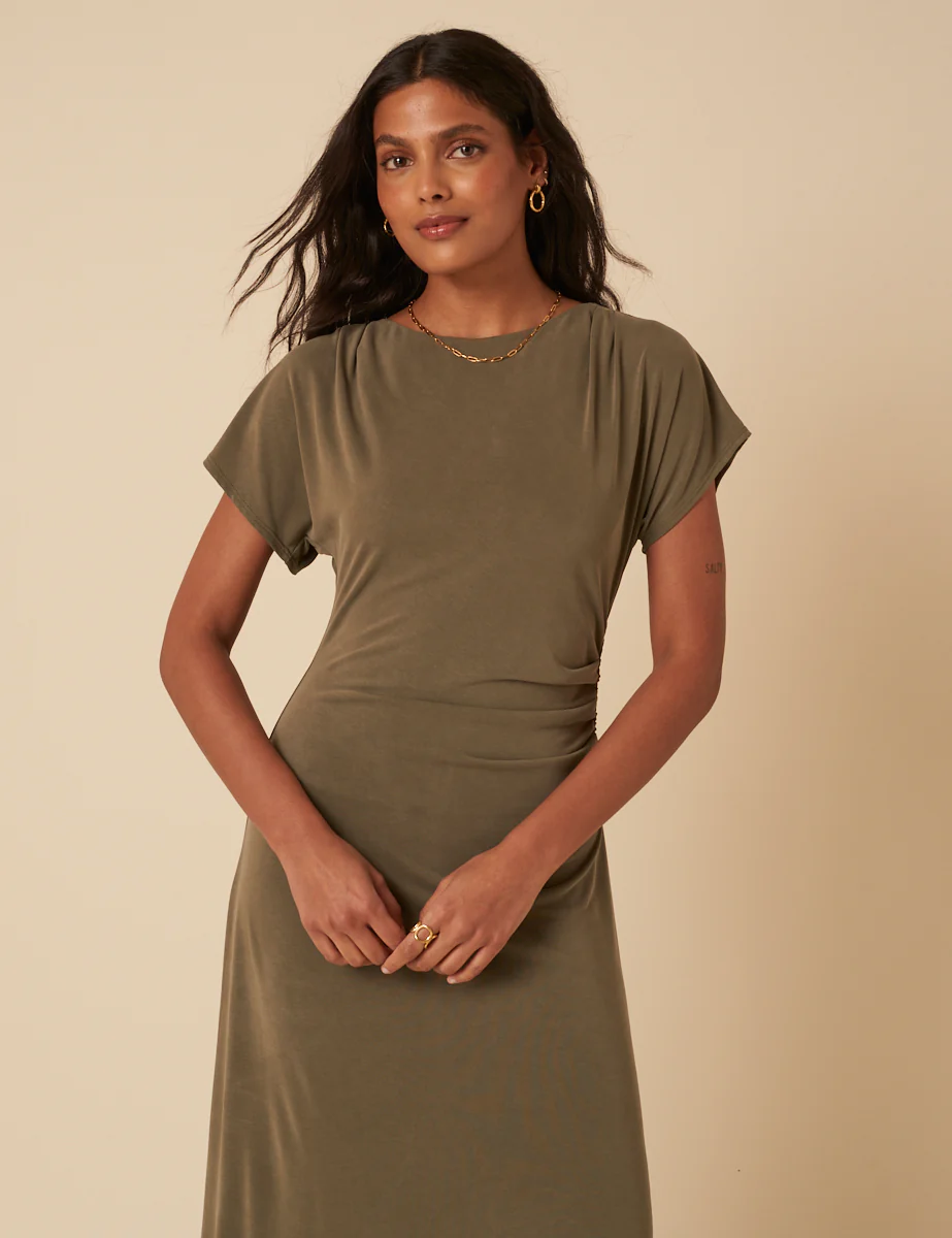 Khaki Green Ember Midi Dress - Image 2