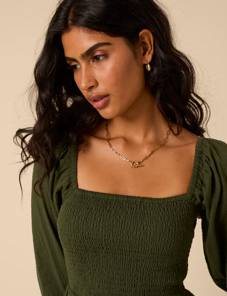 Khaki Long sleeve Imogen Midi Dress - Image 2
