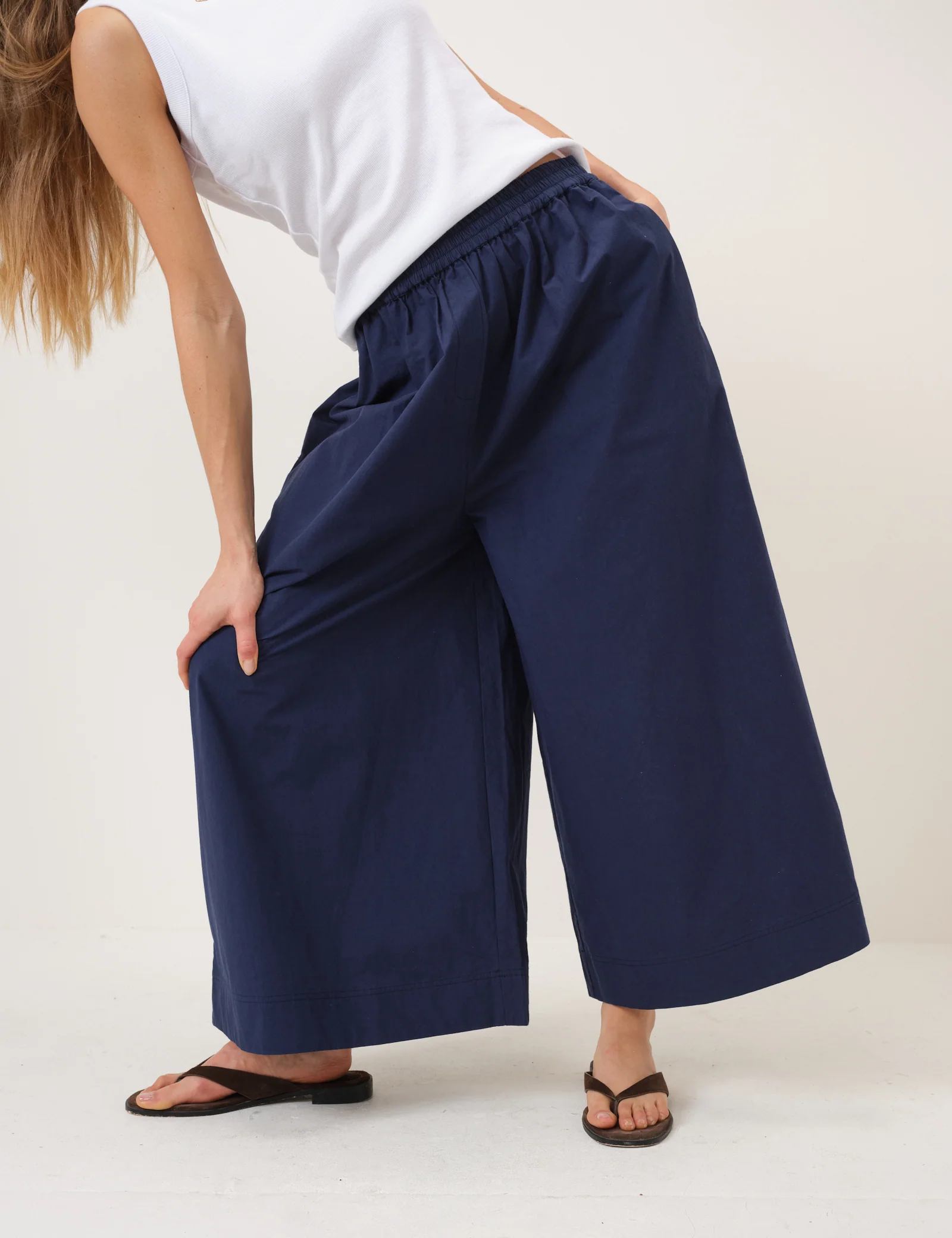 Navy Wide Leg Palazzo Culottes - Image 4