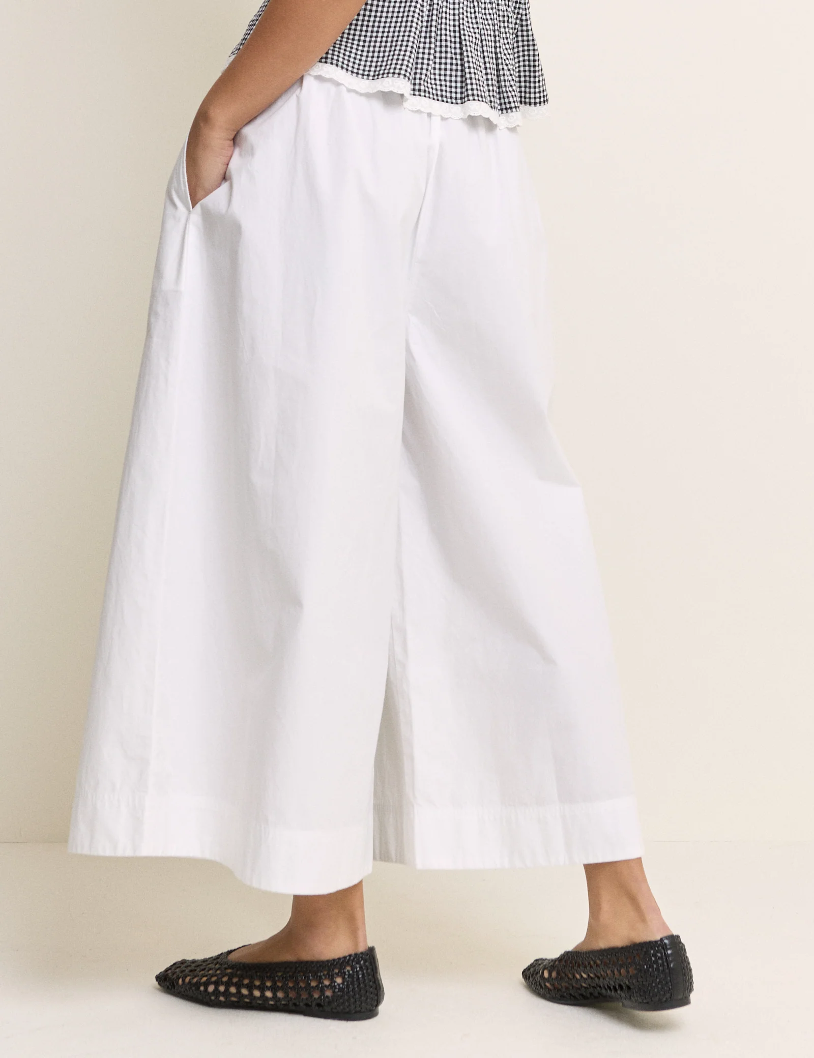 White Wide Leg Palazzo Culottes - Image 4