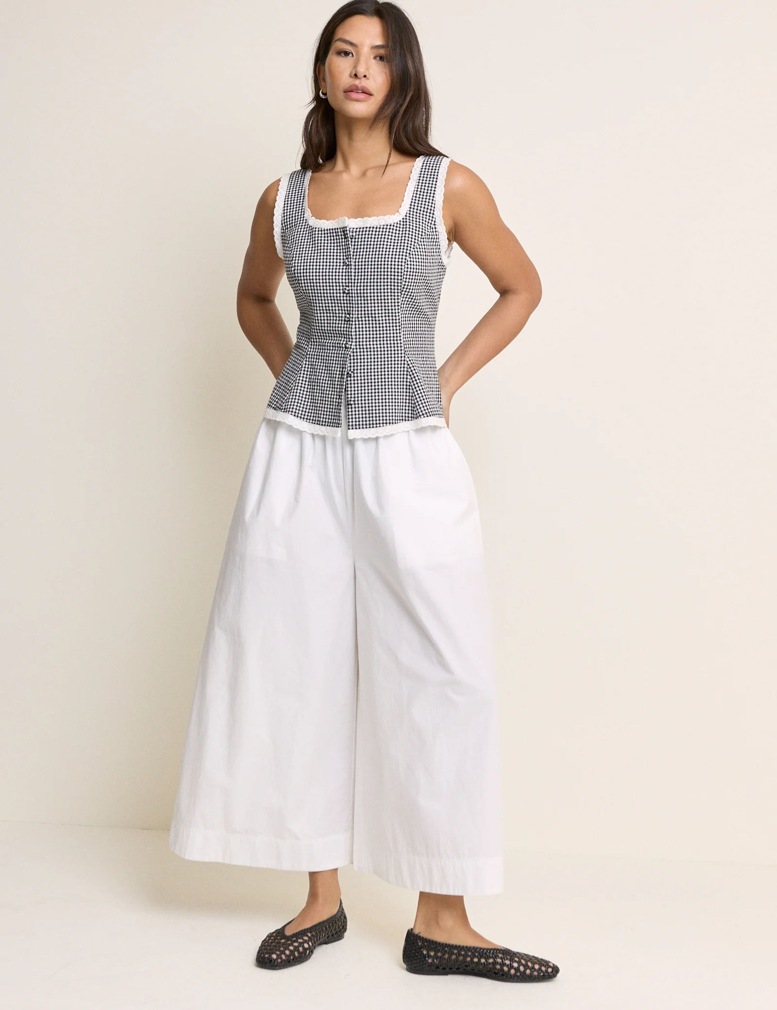 White Wide Leg Palazzo Culottes - Image 5