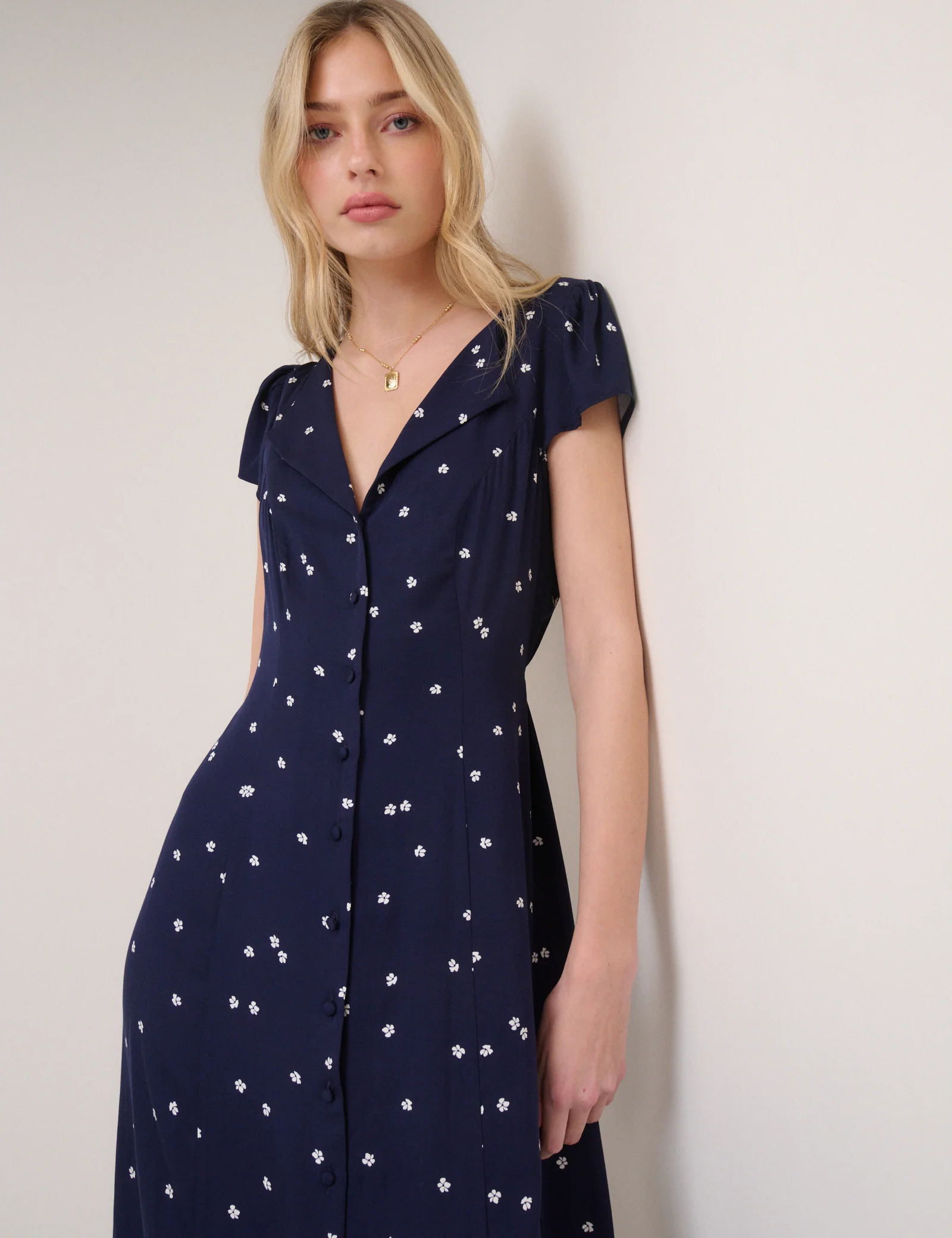 Navy Floral Kitty Midi Dress - Image 2