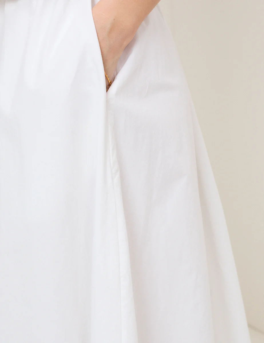 White Poplin Midi Skirt - Image 4