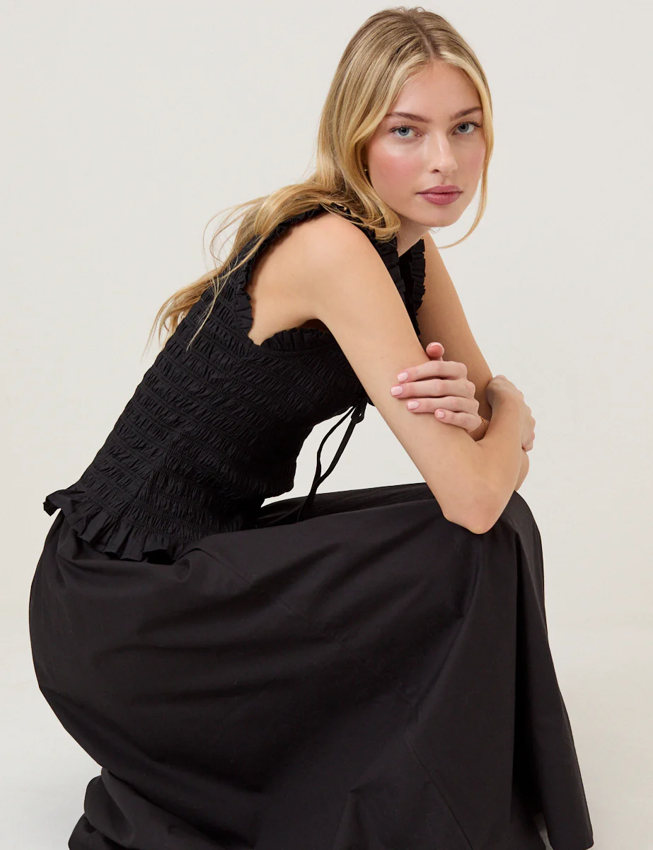 Black Poplin Midi Skirt - Image 5
