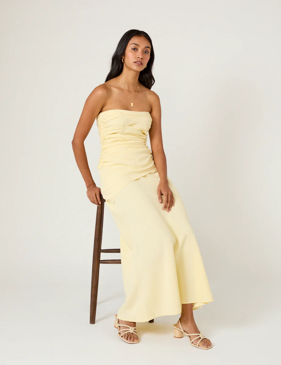 Butter Yellow Bandeau Kiva Maxi Dress - Image 6