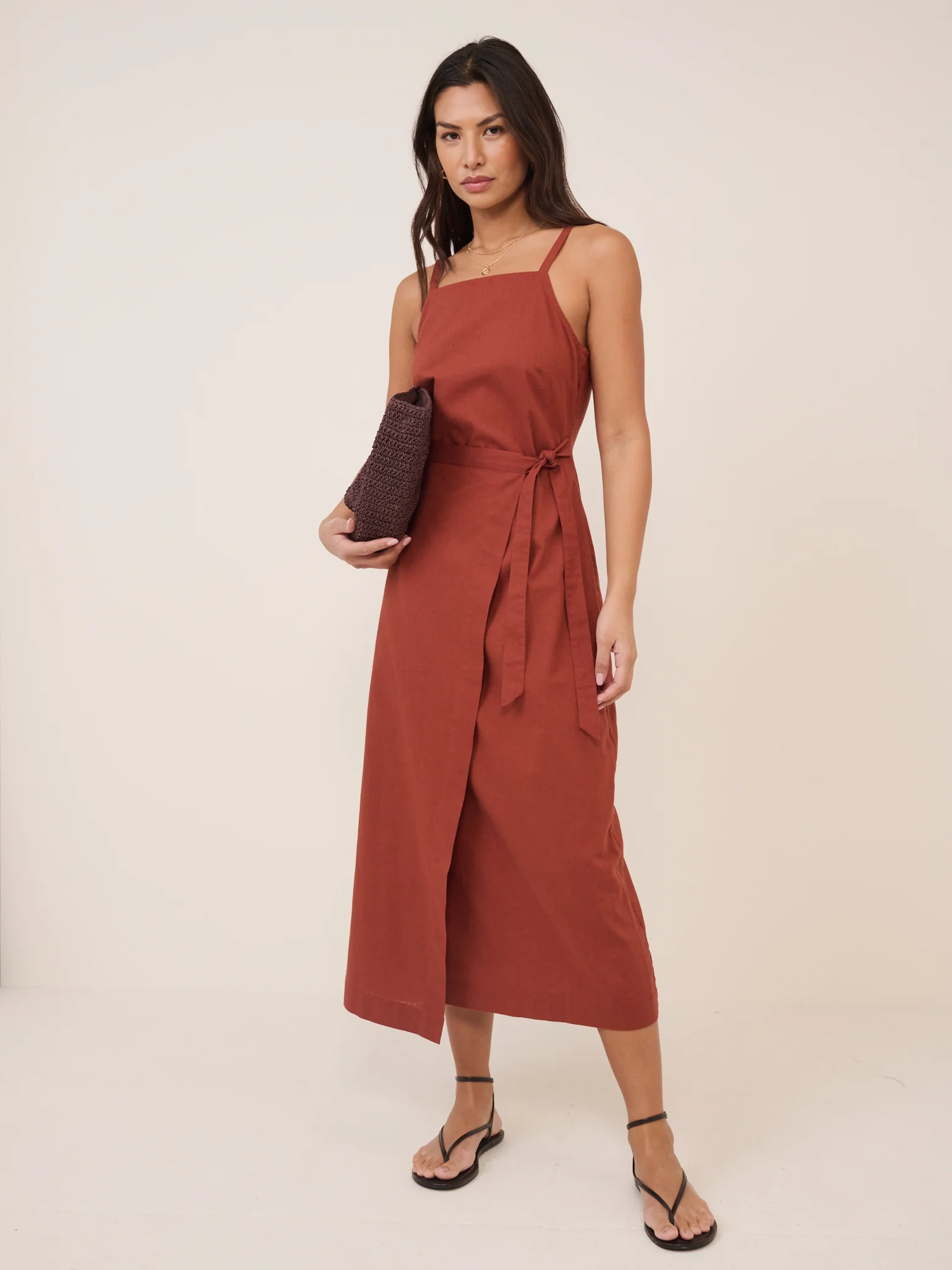 Rust Red Kourtney Midi Dress - Image 4