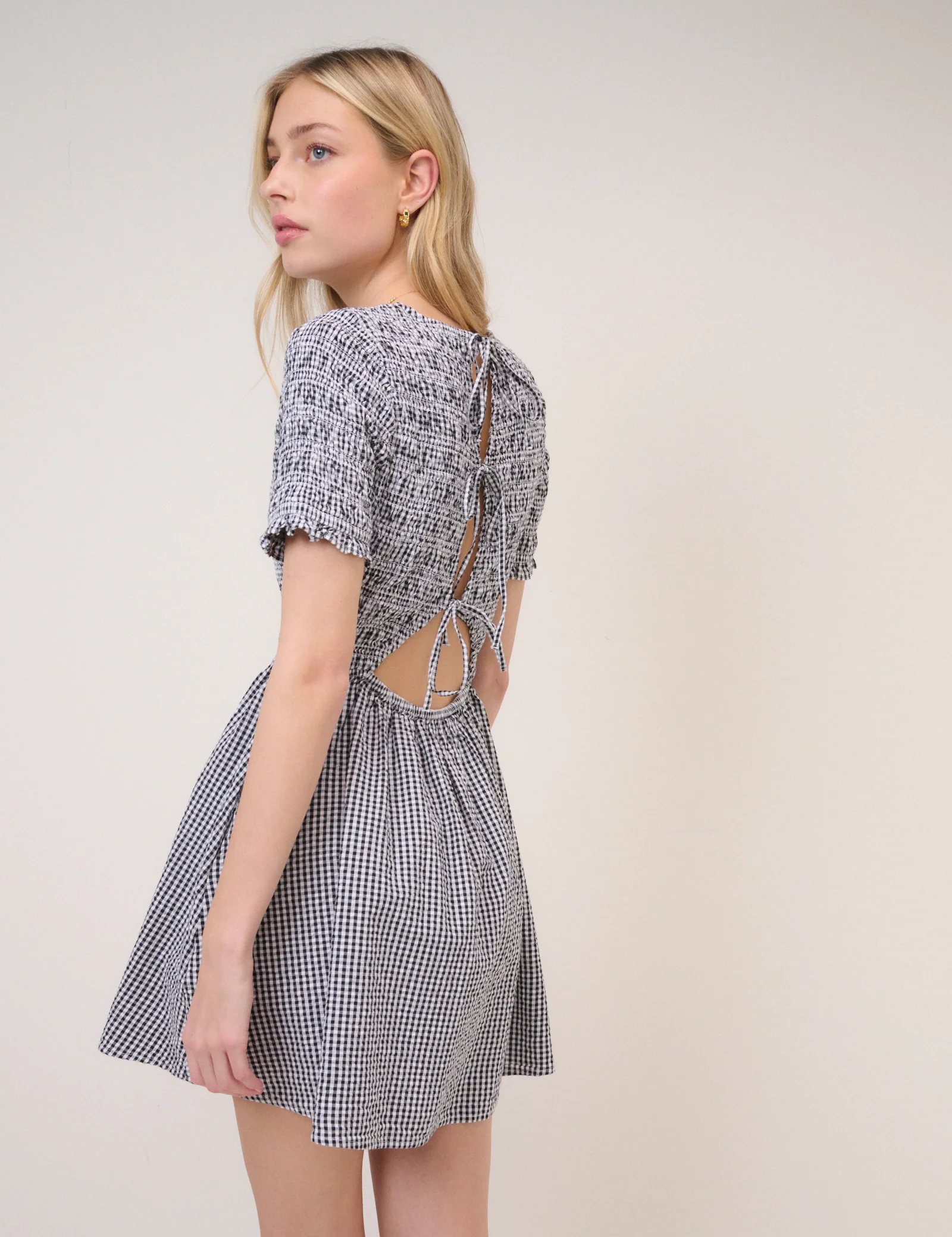 Black Gingham Leah Mini Dress - Image 5