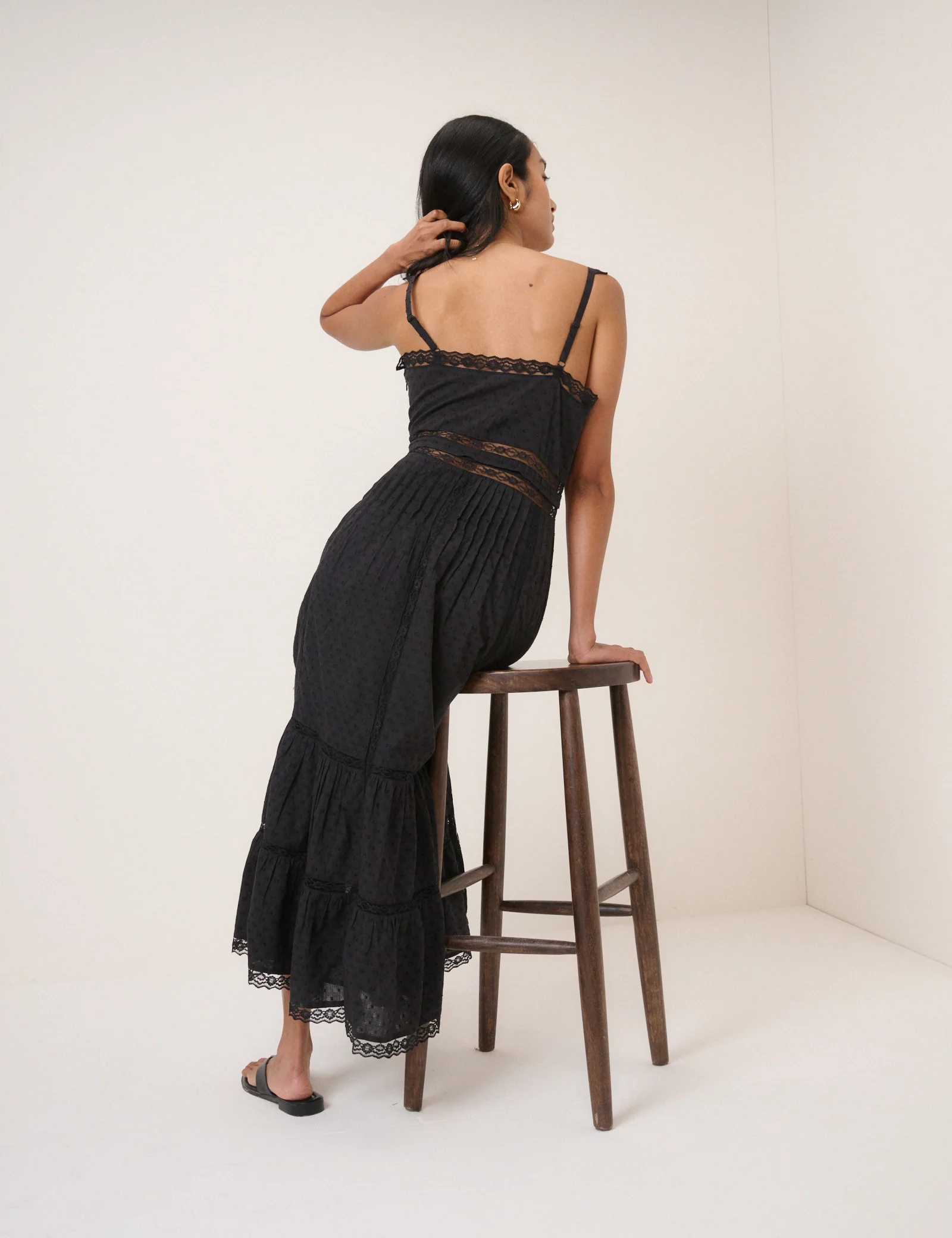 Black Tiered Lennox Midi Dress - Image 5