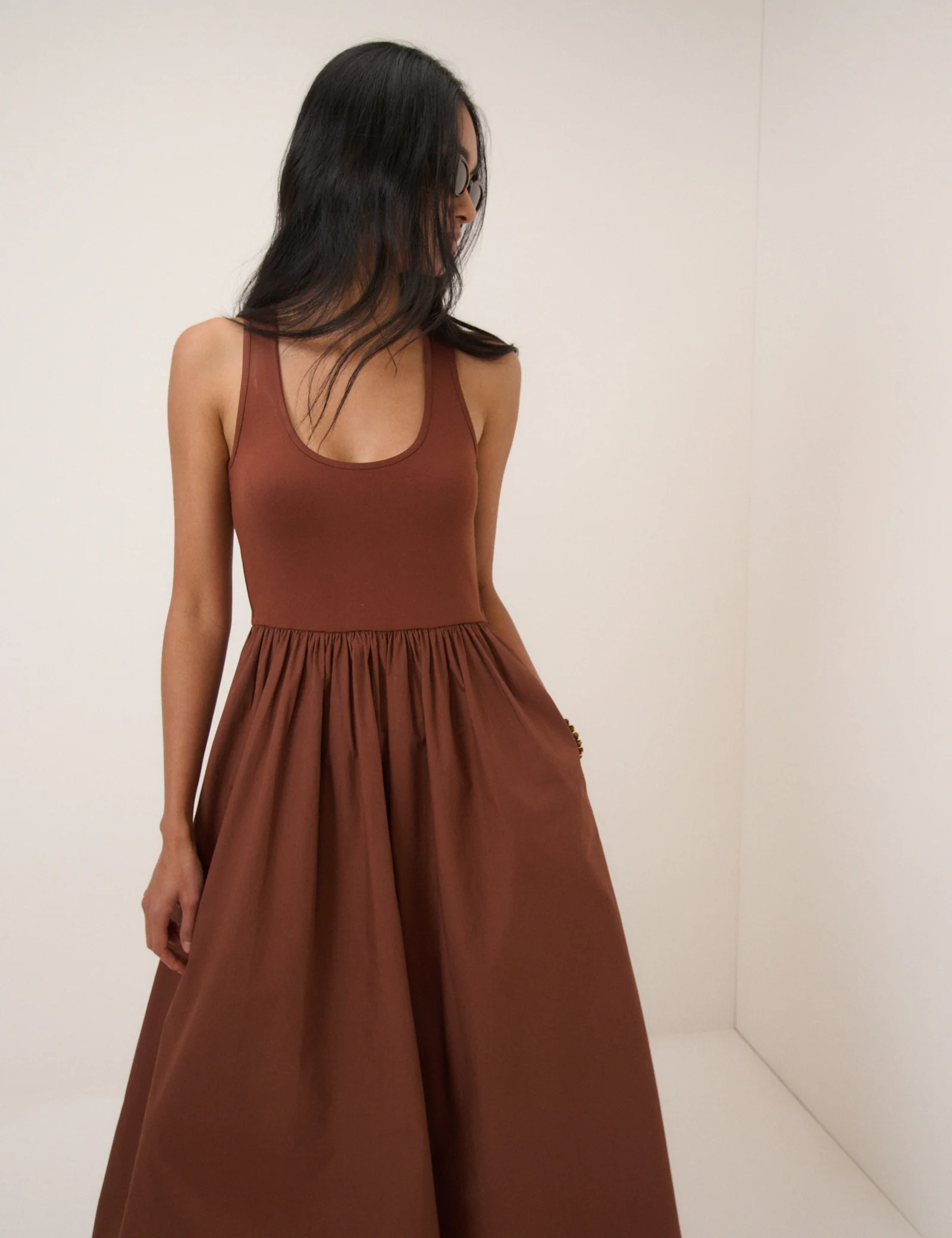 Brown Racer Back Lexie Midi Dress - Image 2